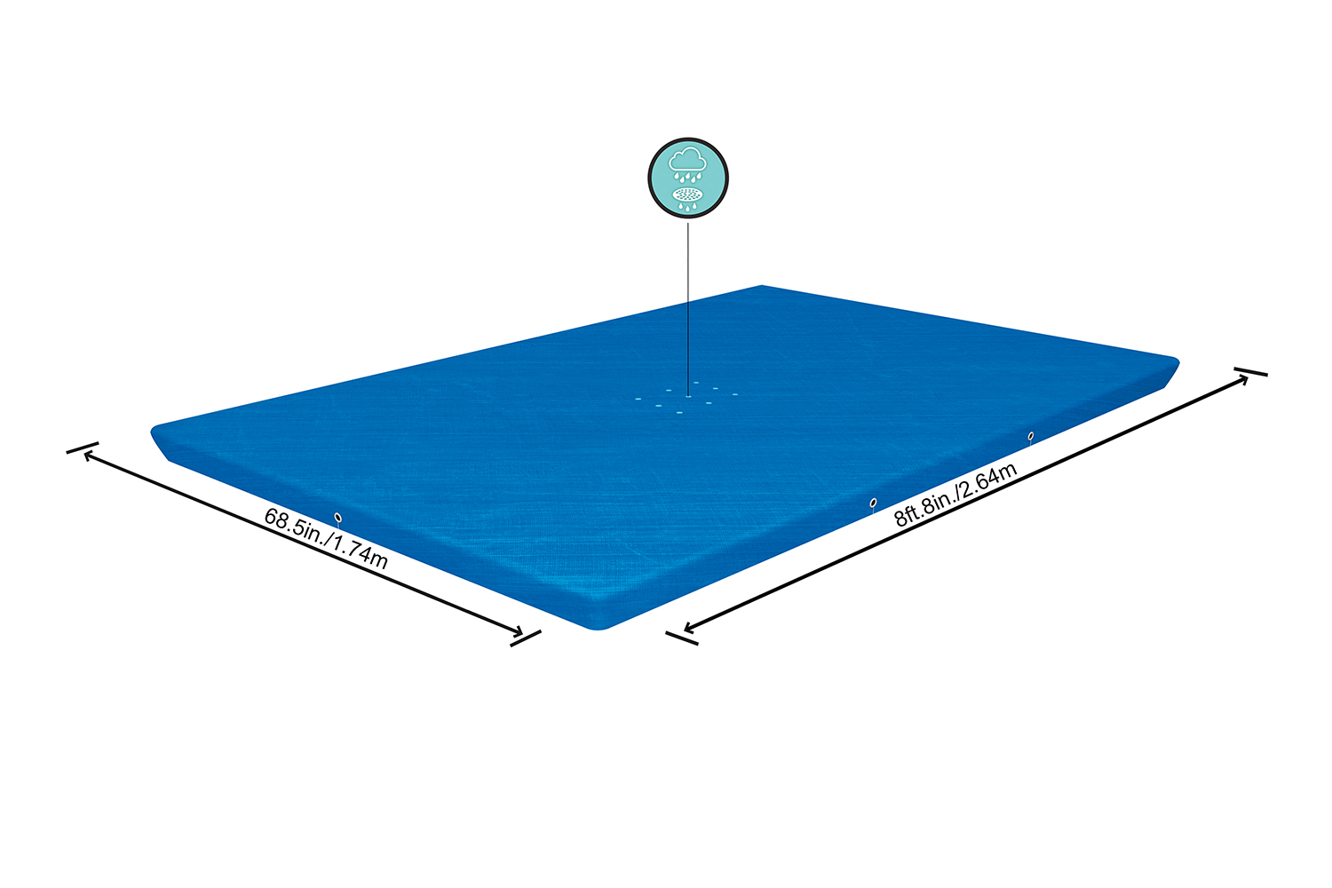 PE Abdeckplane 264 x 174 cm, blau, eckig
