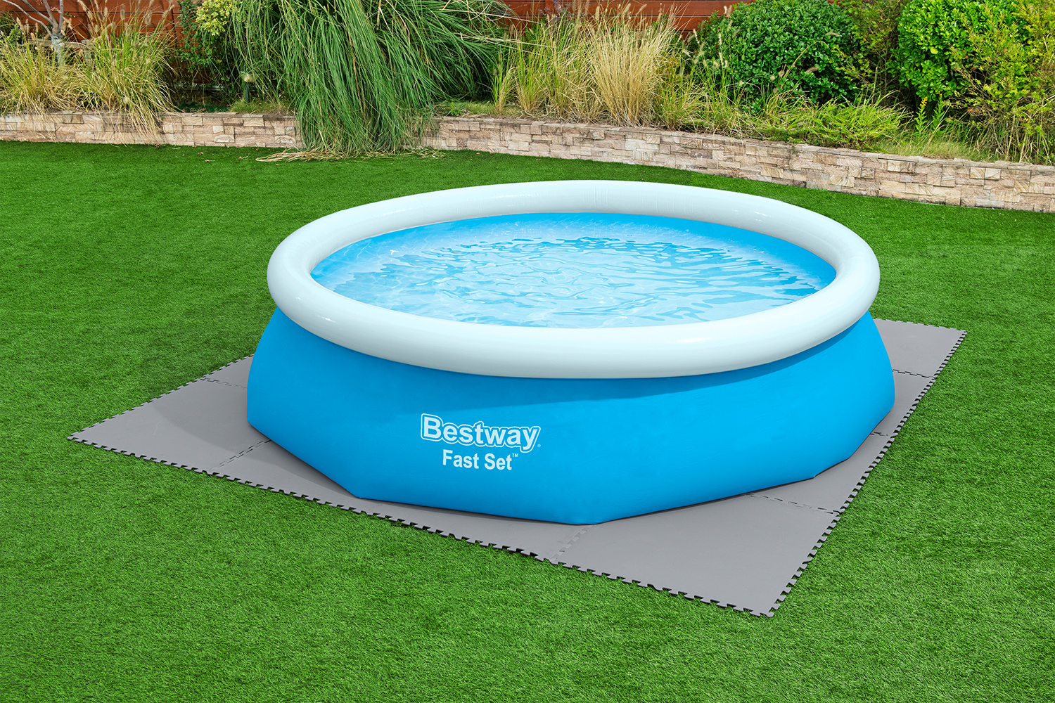 Pool Bodenschutzfliesen Set  9 Stück á 78 x 78 cm, grau