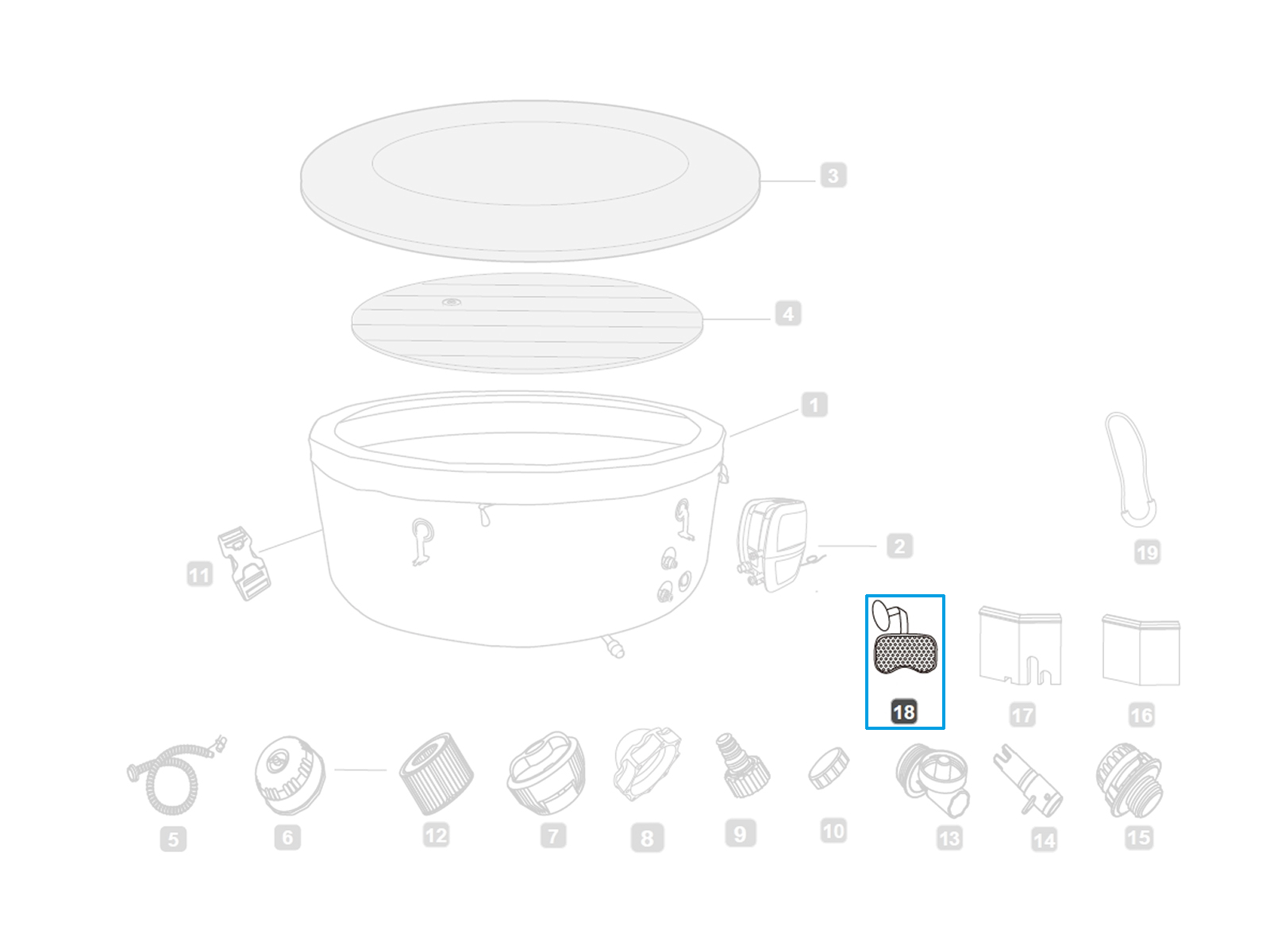 Bestway® Spare Part Padded Pillow for LAY-Z-SPA® AirJet™ and HydroJet / Pro™whirlpools Bestway® Spare Part Padded Pillow for LAY-Z-SPA® AirJet™ and HydroJet / Pro™whirlpools