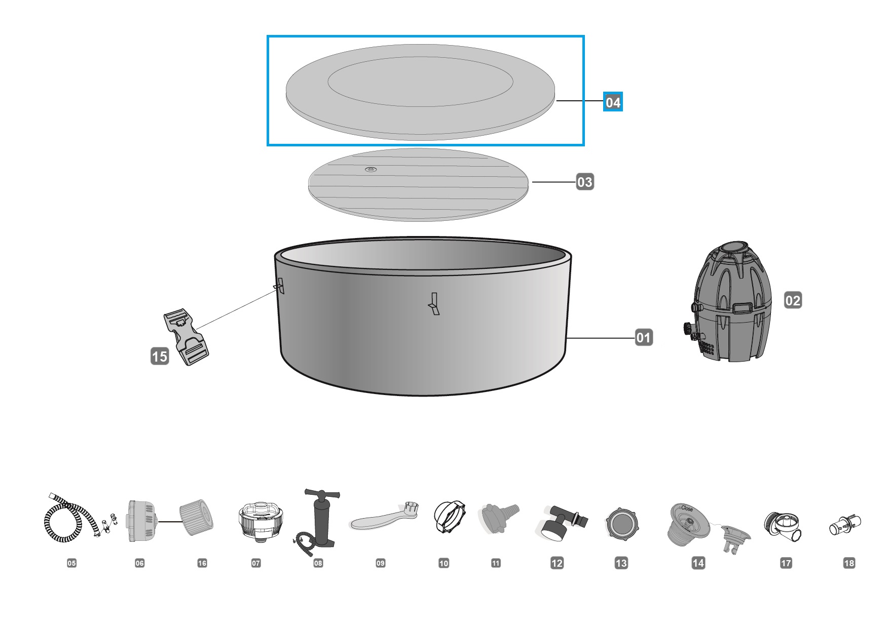 Bestway® Spare Part Top Cover for Lay-Z-Spa™ 180cm x 66cm