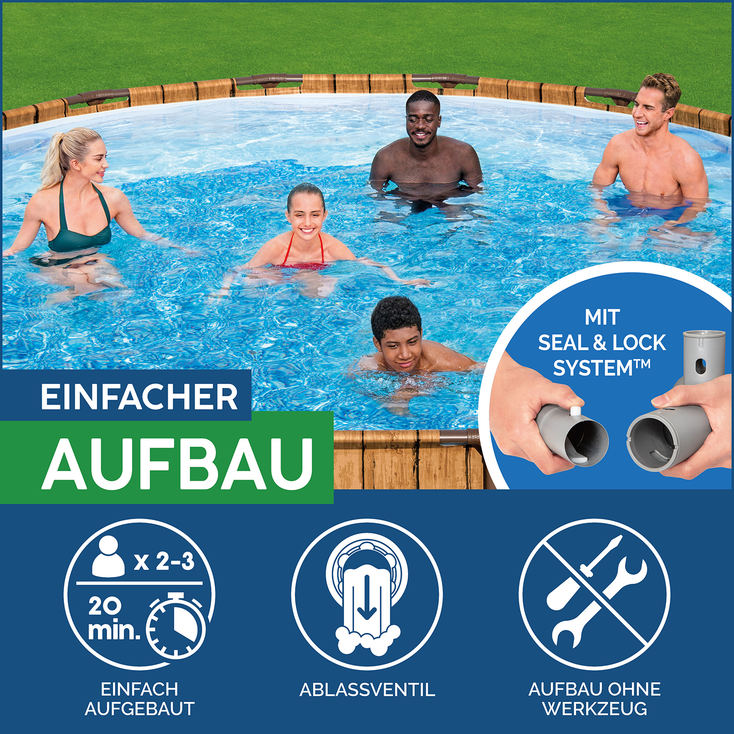 Power Steel™ Swim Vista Series™ Solo Pool ohne Zubehör Ø 549 x 122 cm, Holz-Optik (Pinie), rund