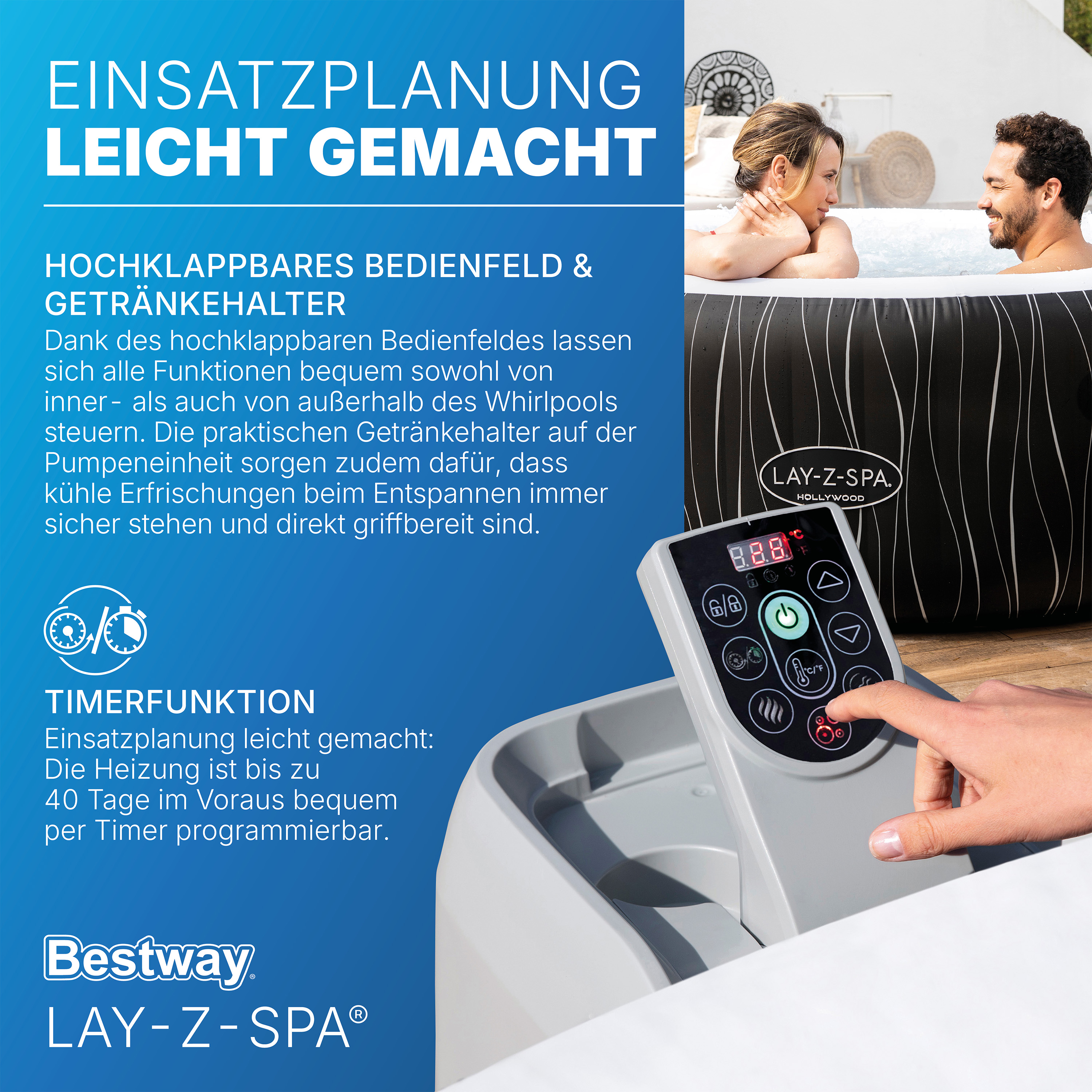 LAY-Z-SPA® LED Whirlpool Hollywood AirJet™ Ø 196 x 66 cm, rund