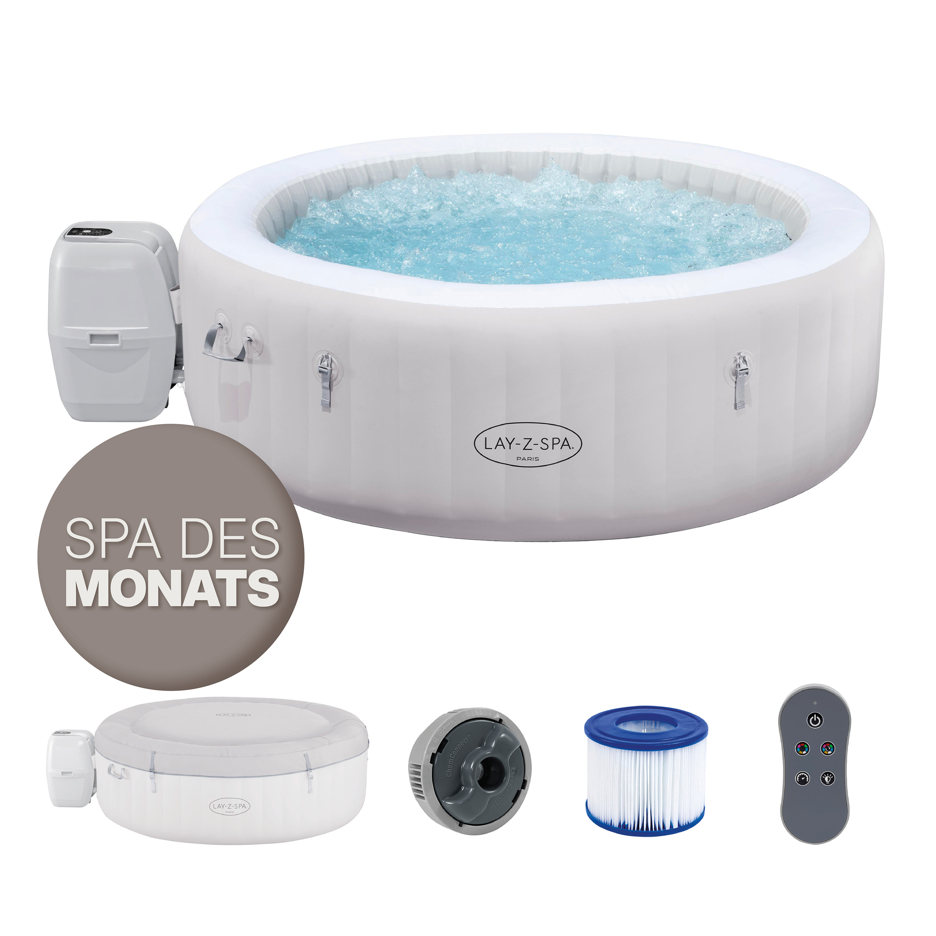 LAY-Z-SPA® LED Whirlpool Paris AirJet™ Ø 196 x 66 cm, rund