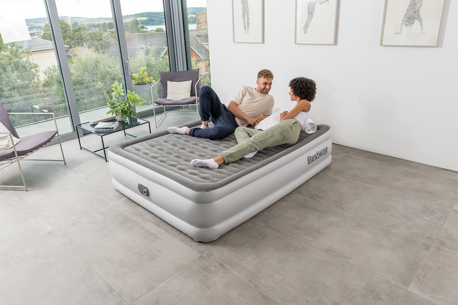 TriTech™ Doppelluftbett mit antimikrobieller Oberfläche & integrierter Elektropumpe 203 x 152 x 46 cm