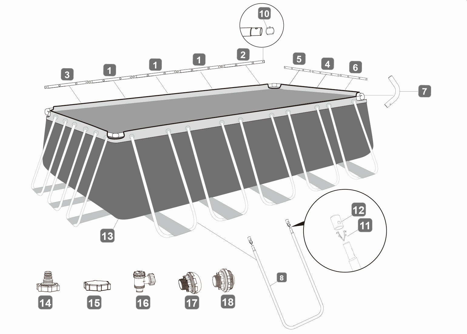 Bestway® Spare Part Pool cover (black) for Power Steel™ pool 671 x 366 x 132 cm, oval