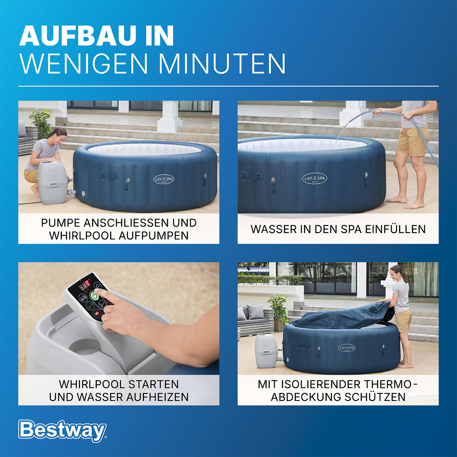 LAY-Z-SPA® WLAN-Whirlpool Milan AirJet Plus™ Ø 196 x 71 cm, rund