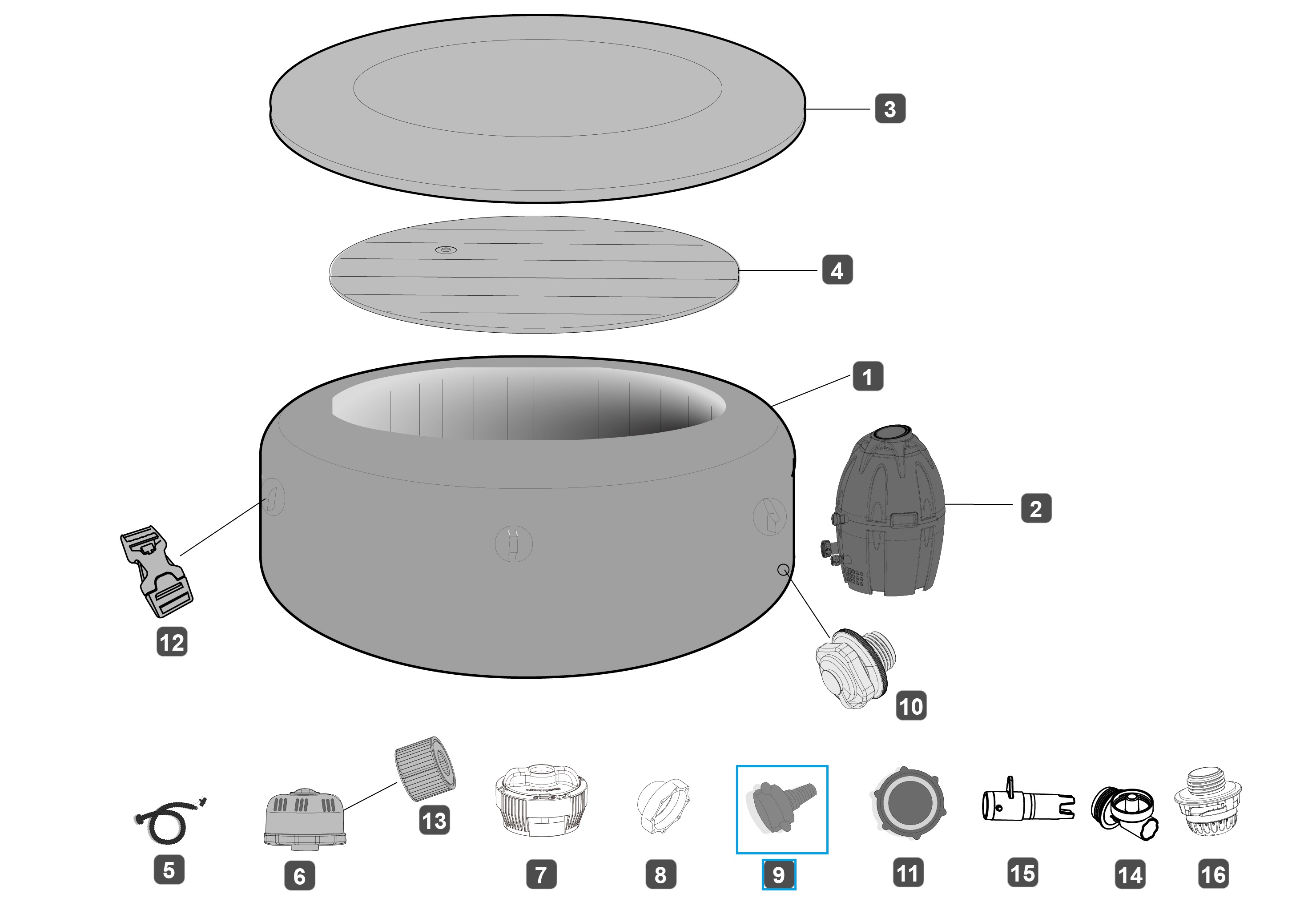 Bestway® Spare Part Drain Valve Adapter for LAY-Z-SPA® DropStitch