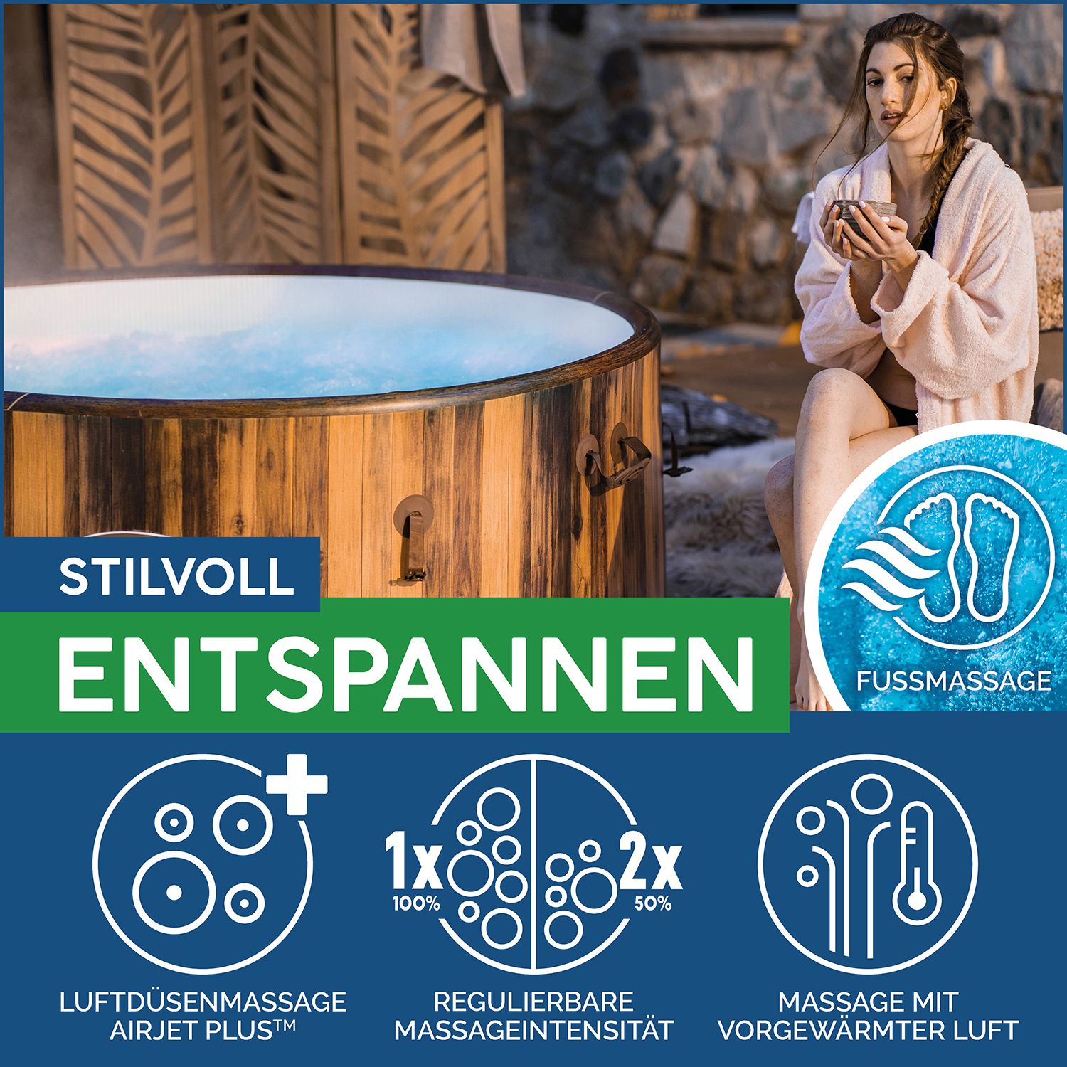 LAY-Z-SPA® WLAN-Whirlpool Helsinki AirJet Plus™ Ø 180 x 66 cm, rund