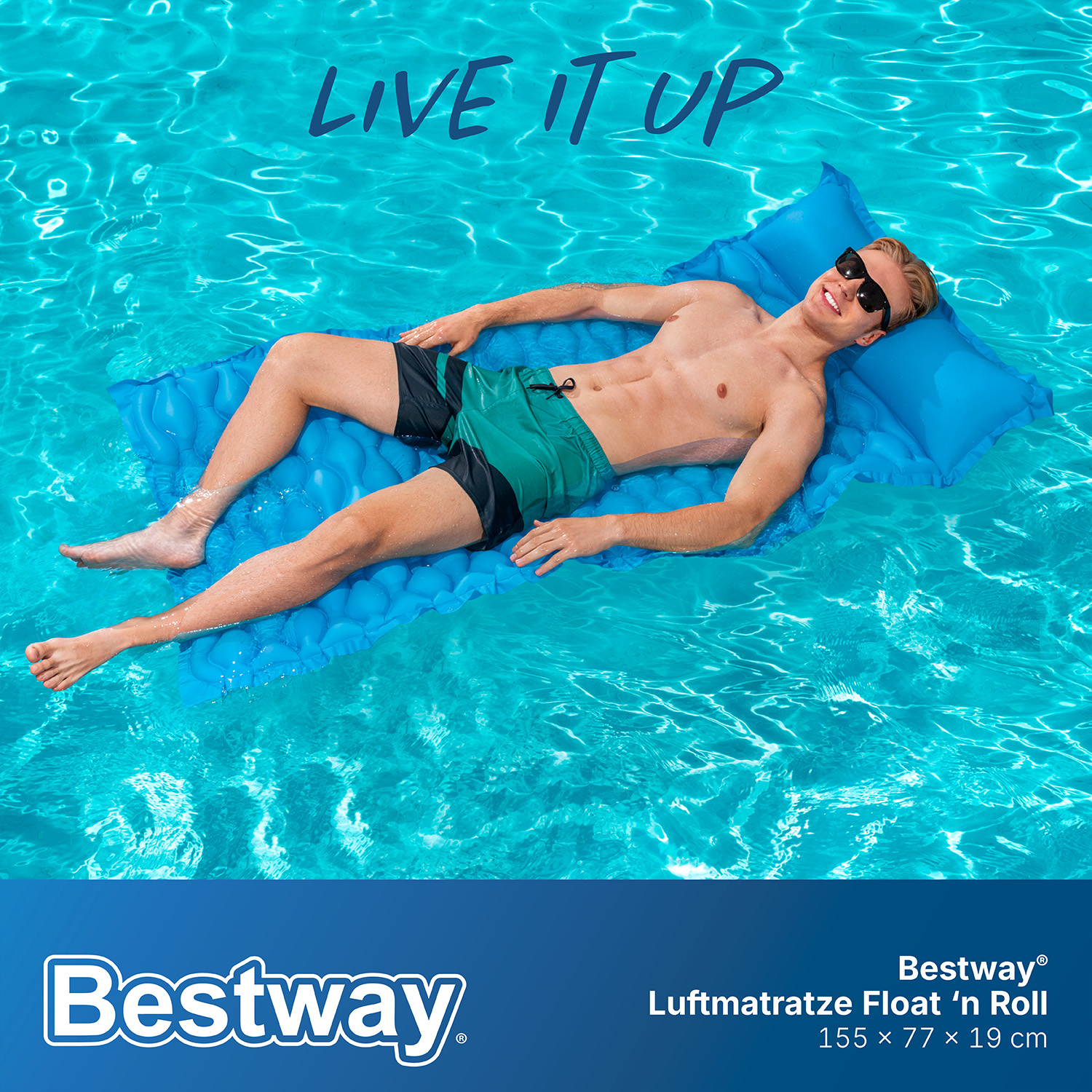 Luftmatratze Float 'n Roll 213 x 86 cm, Blau