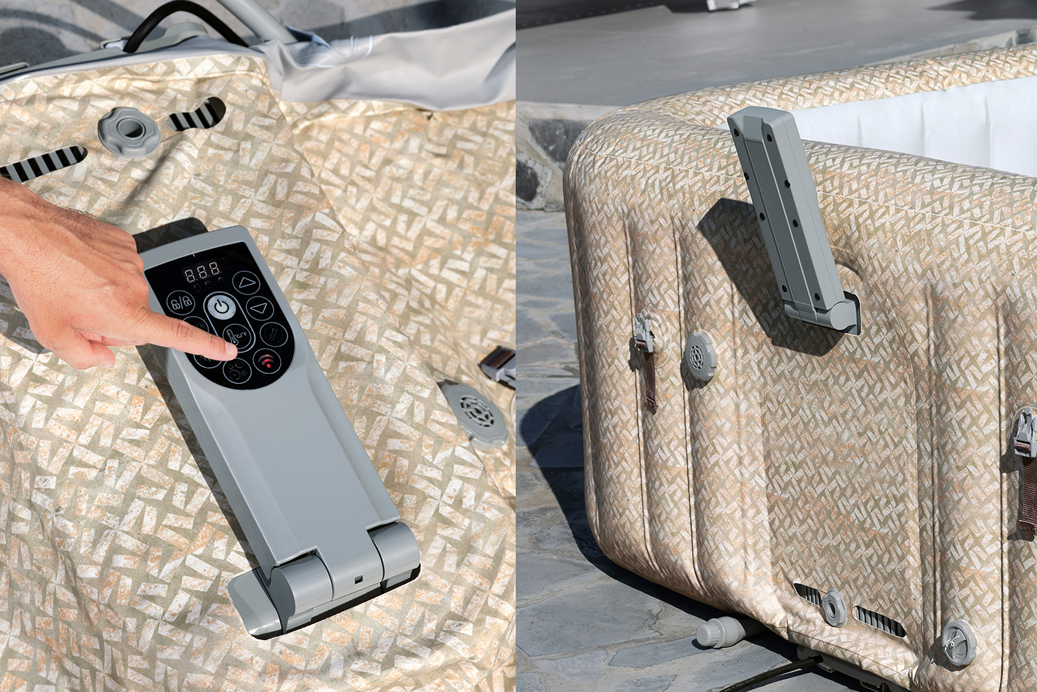LAY-Z-SPA® Energiespar-Whirlpool Rome AirJet™ mit App-Steuerung, für 7 Pers. 201 x 201 x 71 cm, Sandmarmor-Optik