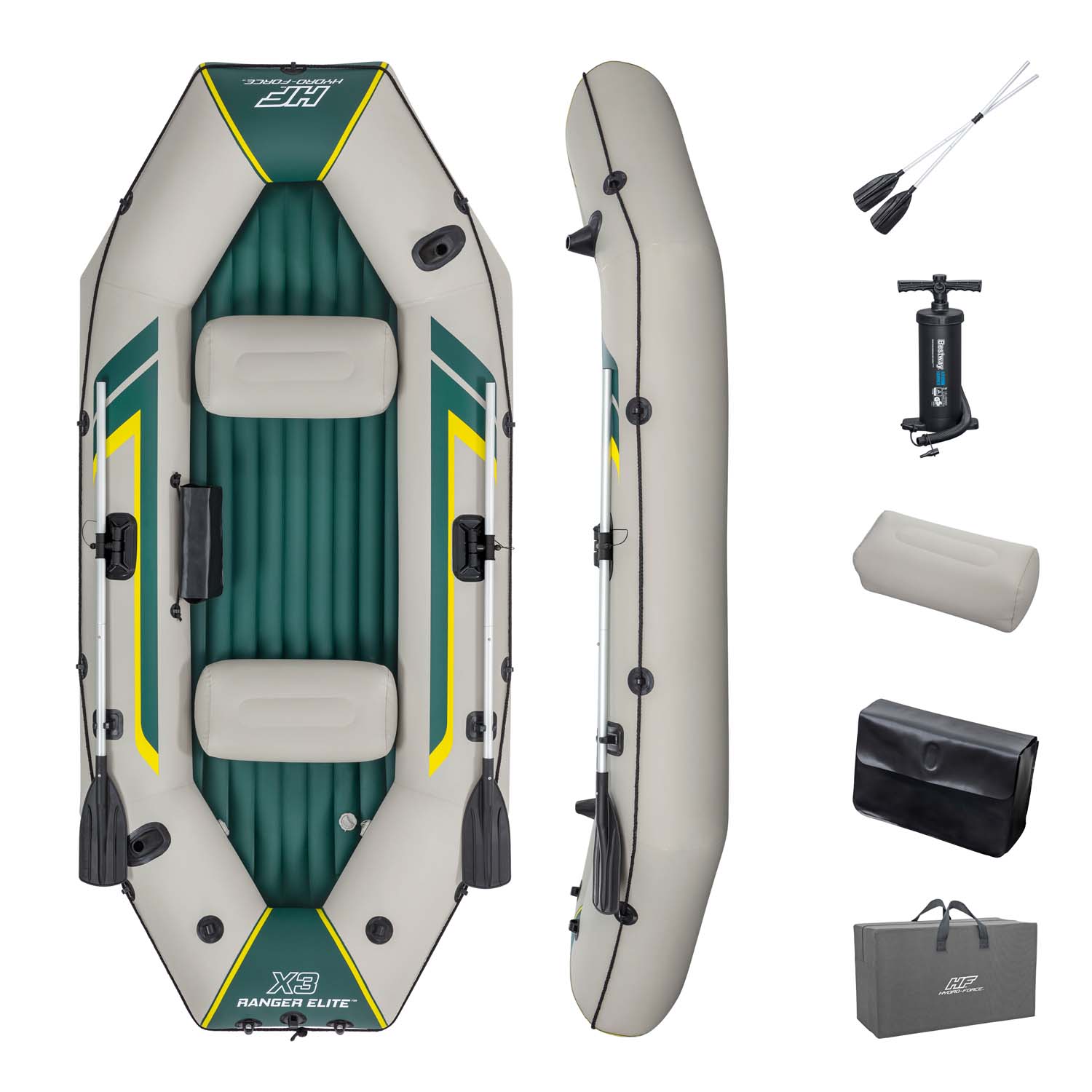 Hydro-Force™ Schlauchboot Komplett-Set Ranger Elite™ X3 295 x 130 x 46 cm