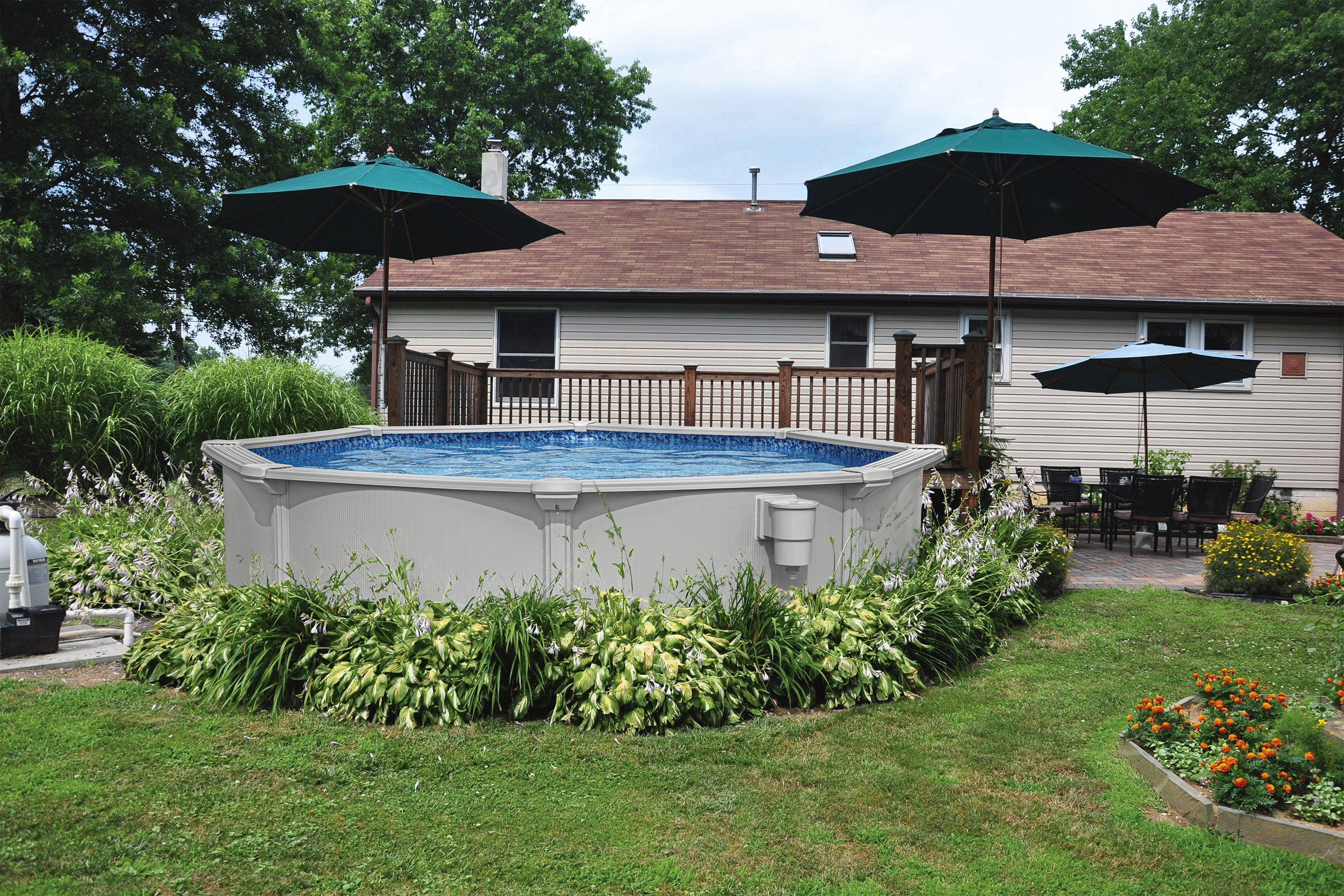 Hydrium™ Stahlwandpool Komplett Set mit Sandfilteranlage Ø 305 x 122 cm, granitgrau, rund