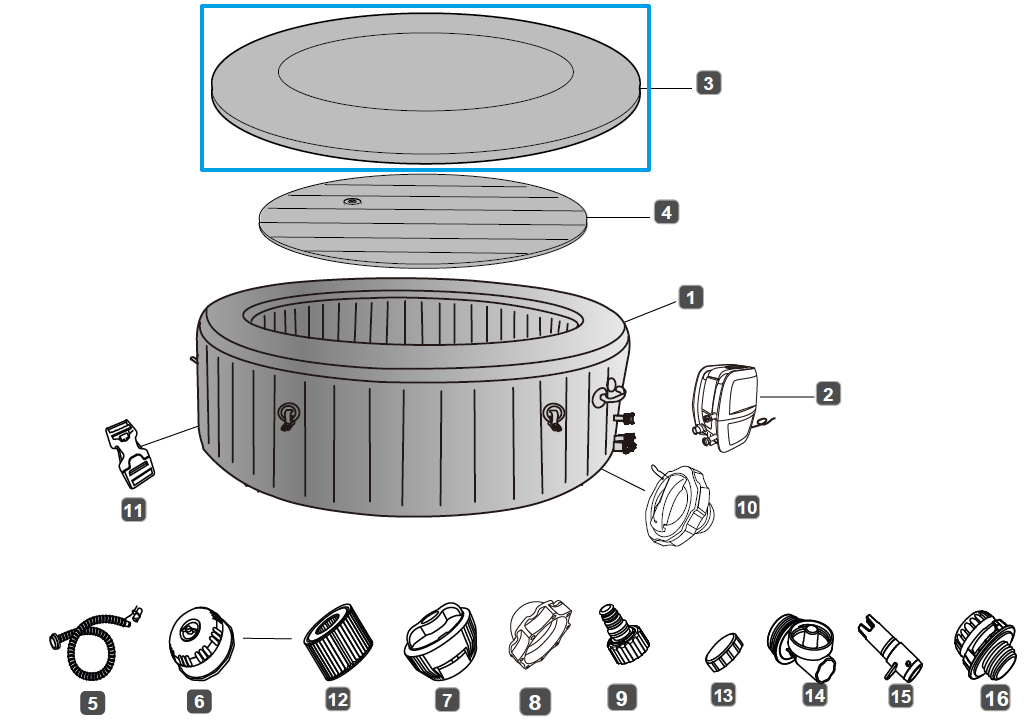 Bestway® Spare Part Cover (op art design) for LAY-Z-SPA® Madrid AirJet™ whirlpool Ø 180 x 66 cm (2023)
