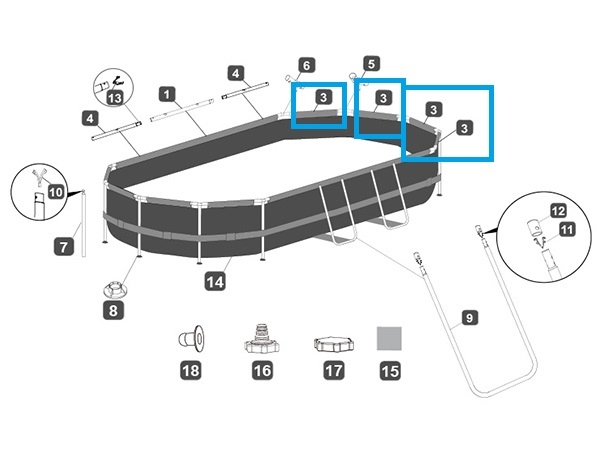 Bestway® Spare Part Top rail C for Power Steel frame pool 488cm x 305cm x 107cm Bestway® Spare Part Top rail C for Power Steel frame pool 488cm x 305cm x 107cm