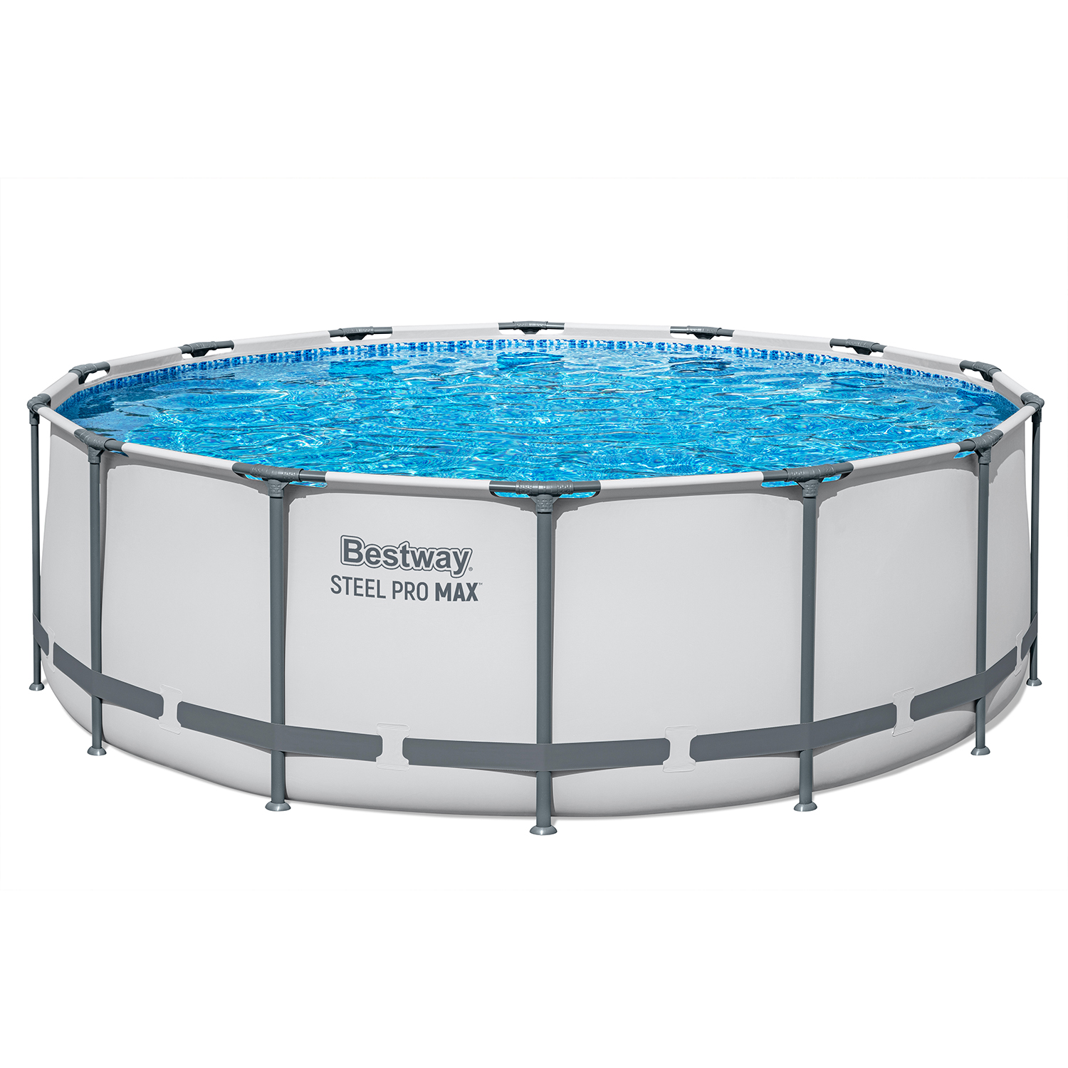 Steel Pro MAX™ Frame Pool Komplett Set mit Filterpumpe Ø 457 x 107 cm, lichtgrau, rund Steel Pro MAX™ Frame Pool Komplett Set mit Filterpumpe Ø 457 x 107 cm, lichtgrau, rund