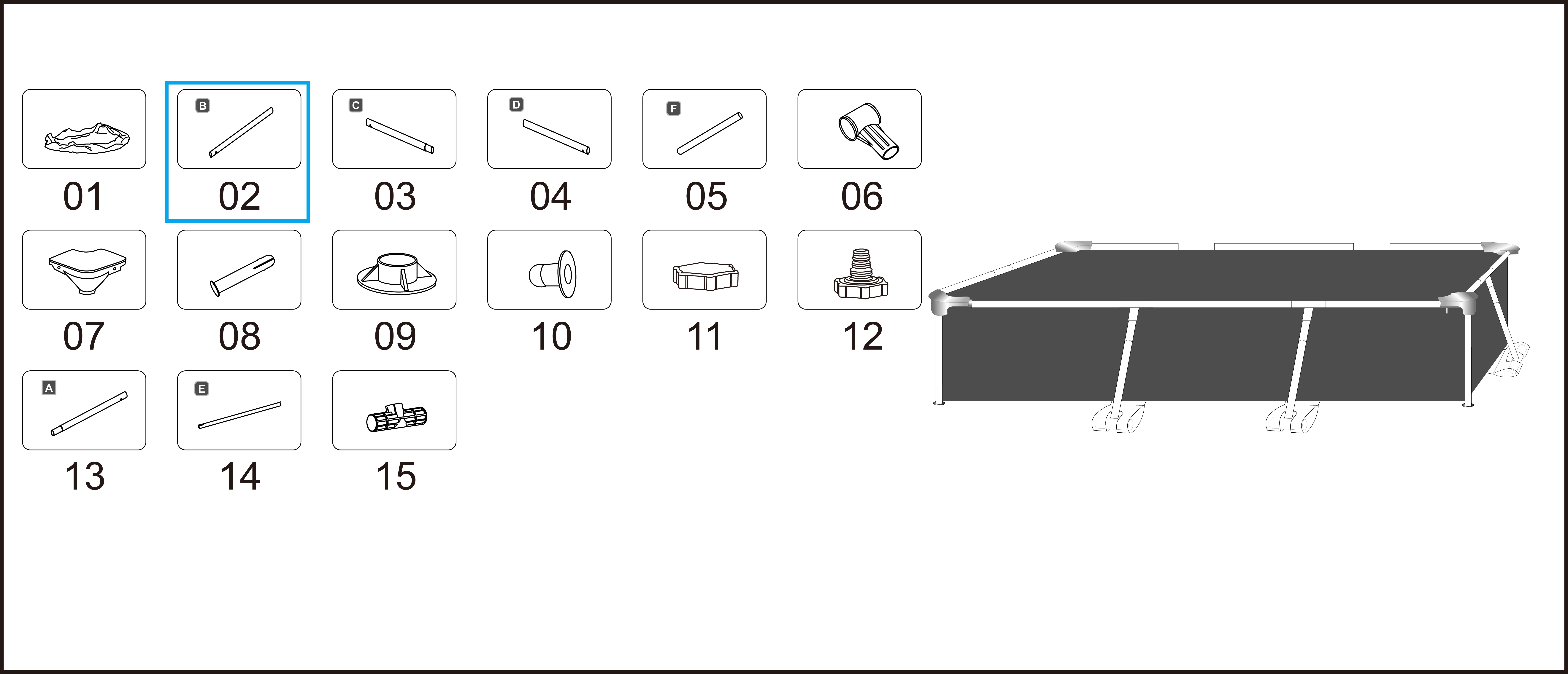 Bestway® Spare Part Top rail B (white) for various Steel Pro™ frame pools, angular