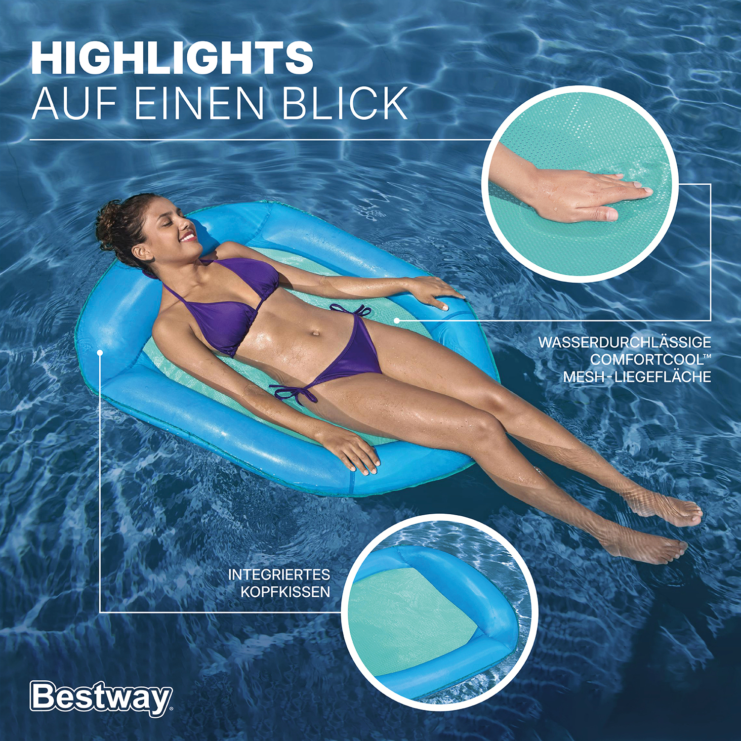 Flex 'n Fold™ Poolmatte 106 x 105 cm Pop-Up-Wasserhängematte 106 x 95 x 16 cm