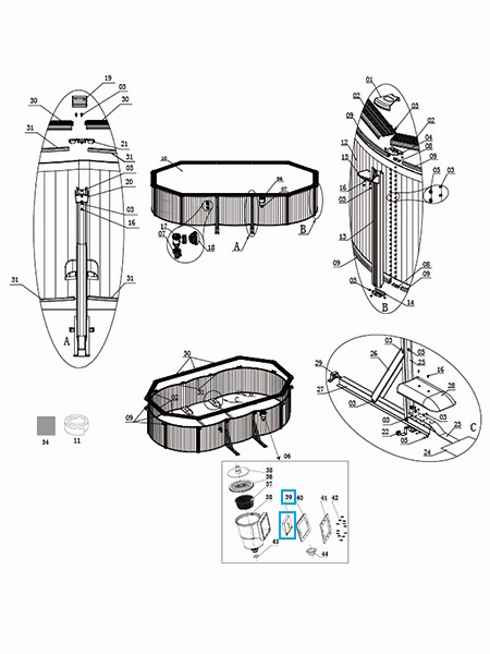 Bestway® Spare Part Skimmer board (white) for various Hydrium™ steel wall pools (until 2021)