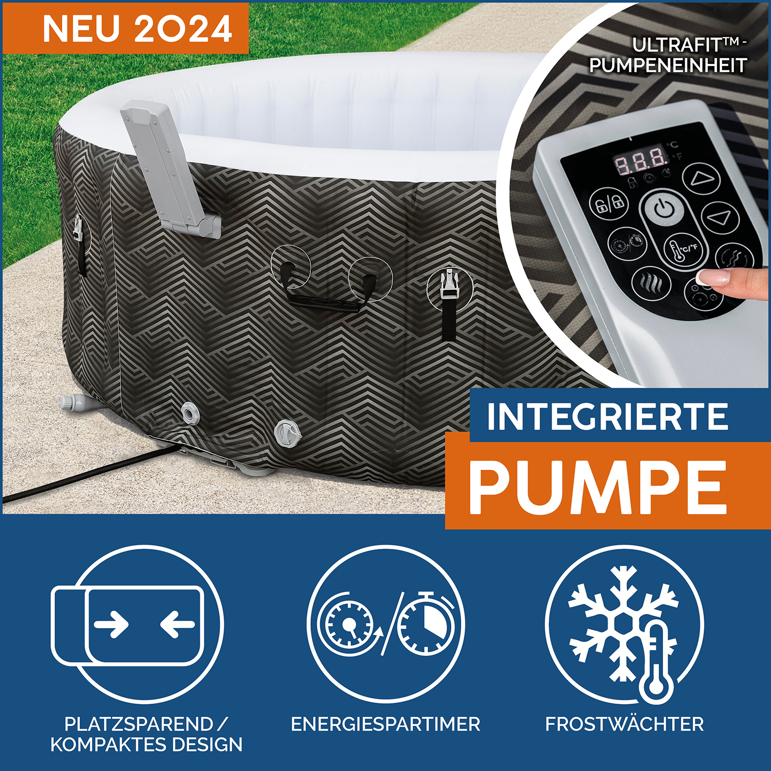 LAY-Z-SPA® UltraFit™ -Whirlpool Barbuda AirJet™ Ø 180 x 66 cm, rund