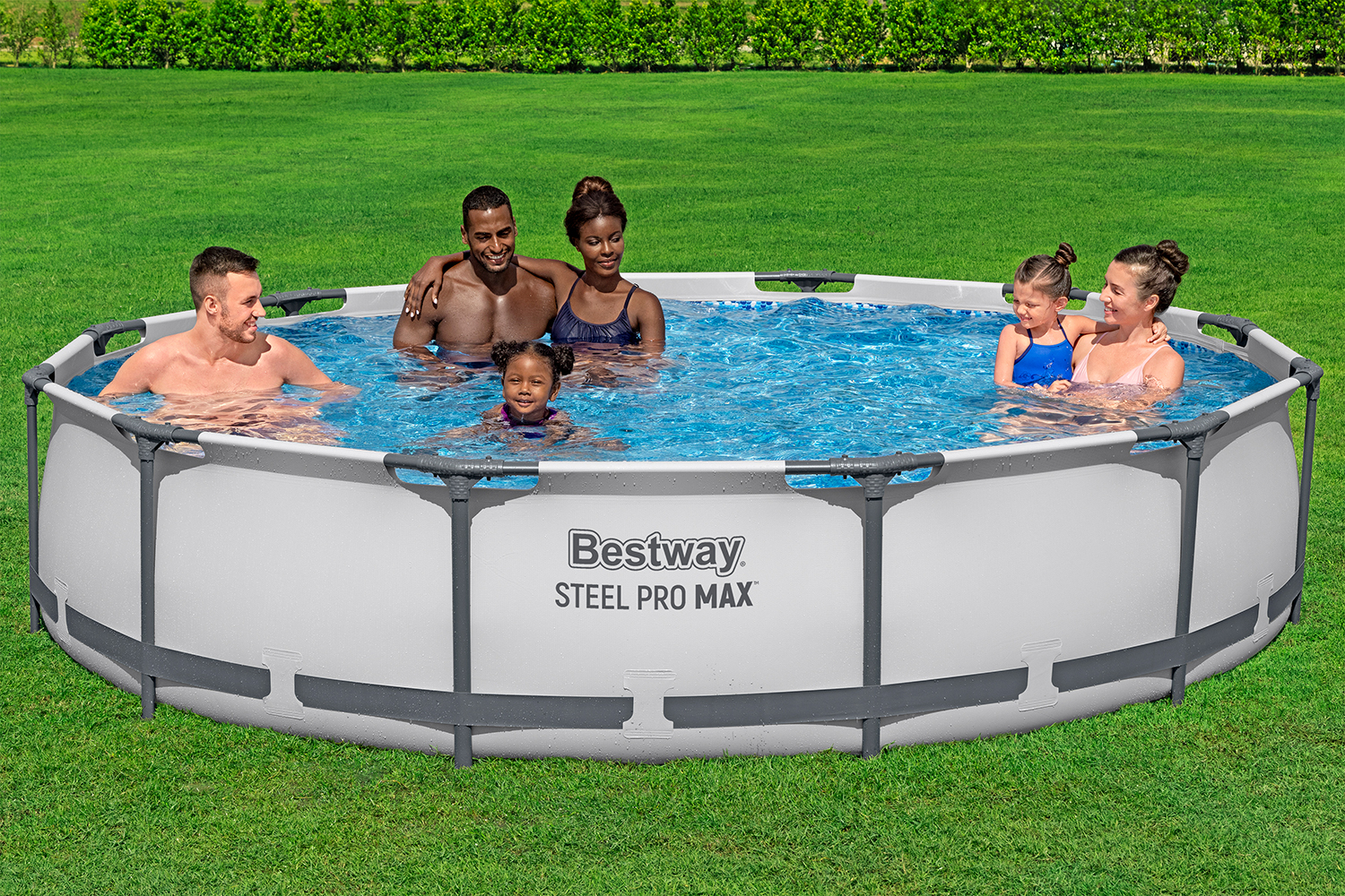 Steel Pro MAX™ Frame Pool Set mit Filterpumpe Ø 366 x 76 cm, lichtgrau, rund Steel Pro MAX™ Frame Pool Set mit Filterpumpe Ø 366 x 76 cm, lichtgrau, rund