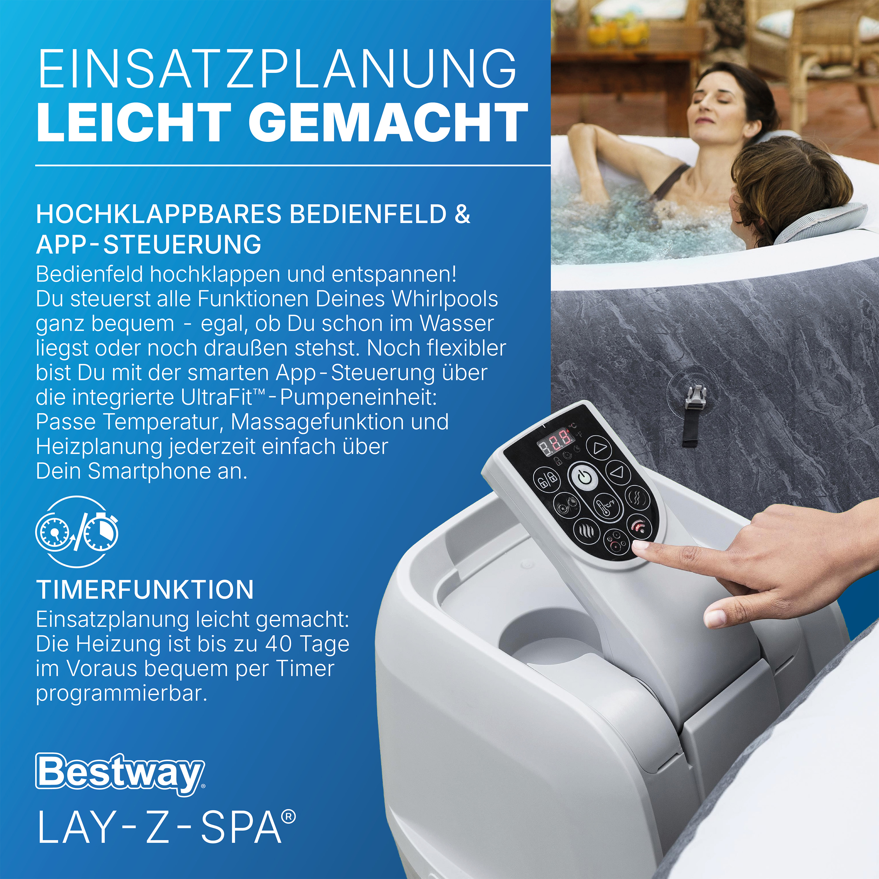 LAY-Z-SPA® WLAN-Whirlpool Boracay AirJet™ Ø 180 x 66 cm, rund