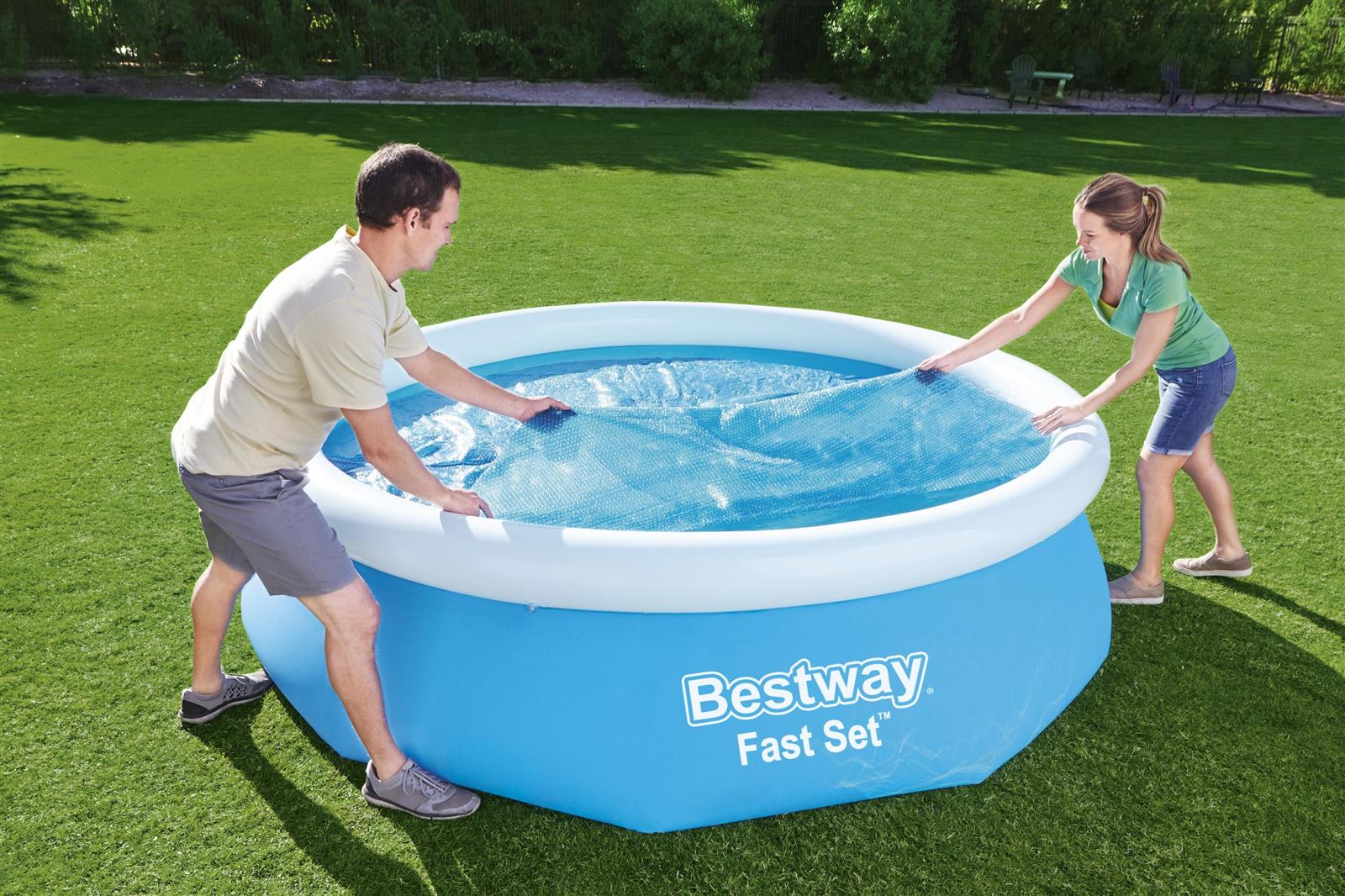 Flowclear™ PE-Solarabdeckplane Ø 289 cm, blau, rund
