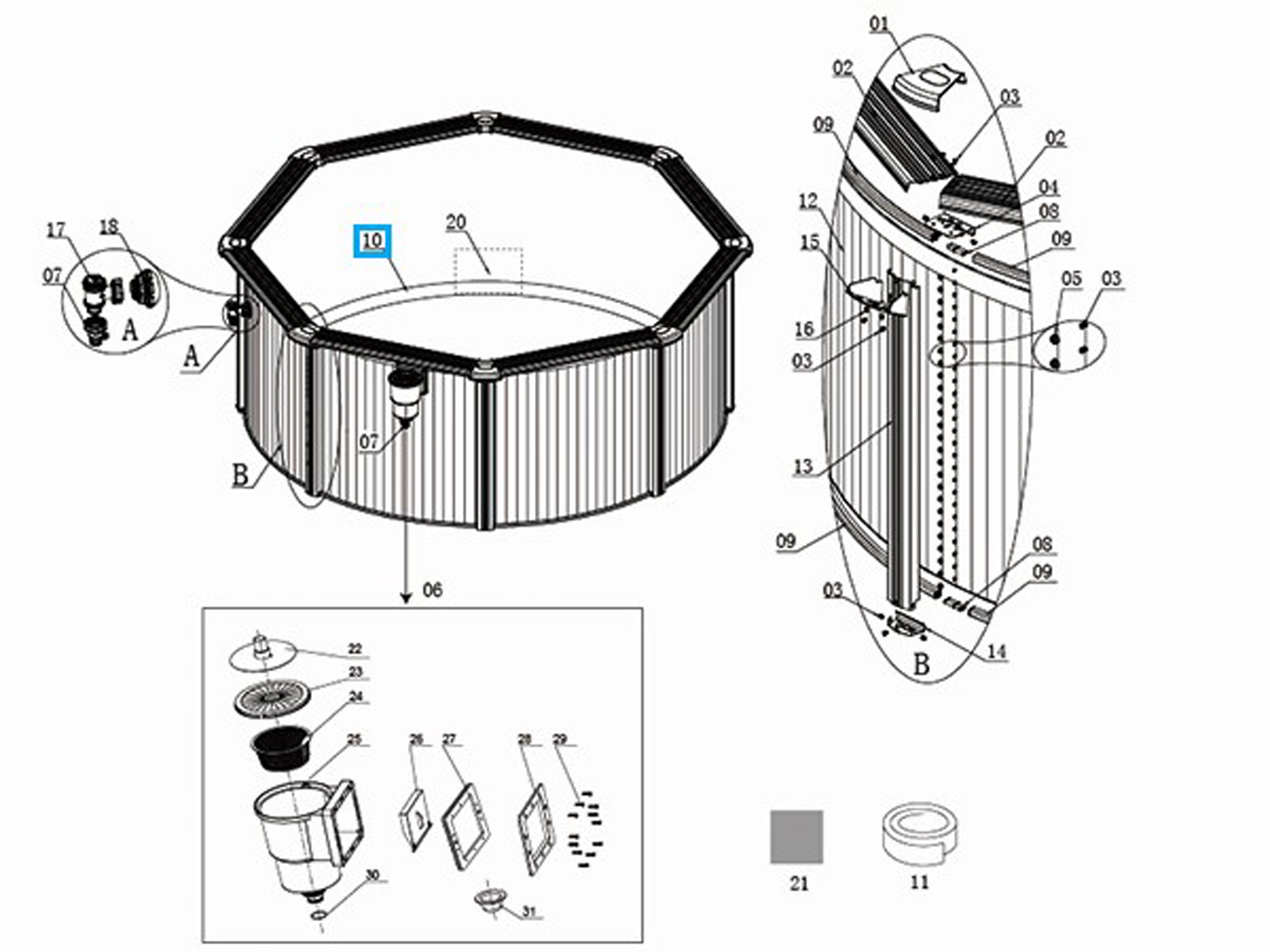 Bestway® Spare Part Hydrium 12' x 48"/3.60m x 1.20m pool liner