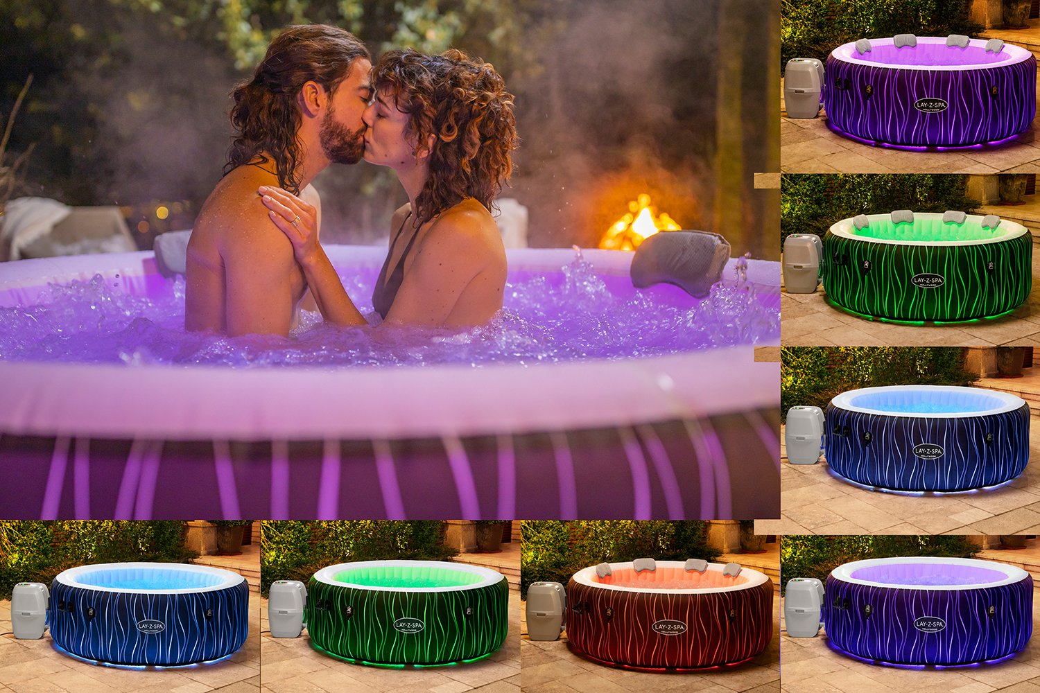 LAY-Z-SPA® LED-Whirlpool Hollywood AirJet™ Ø 196 x 66 cm, rund