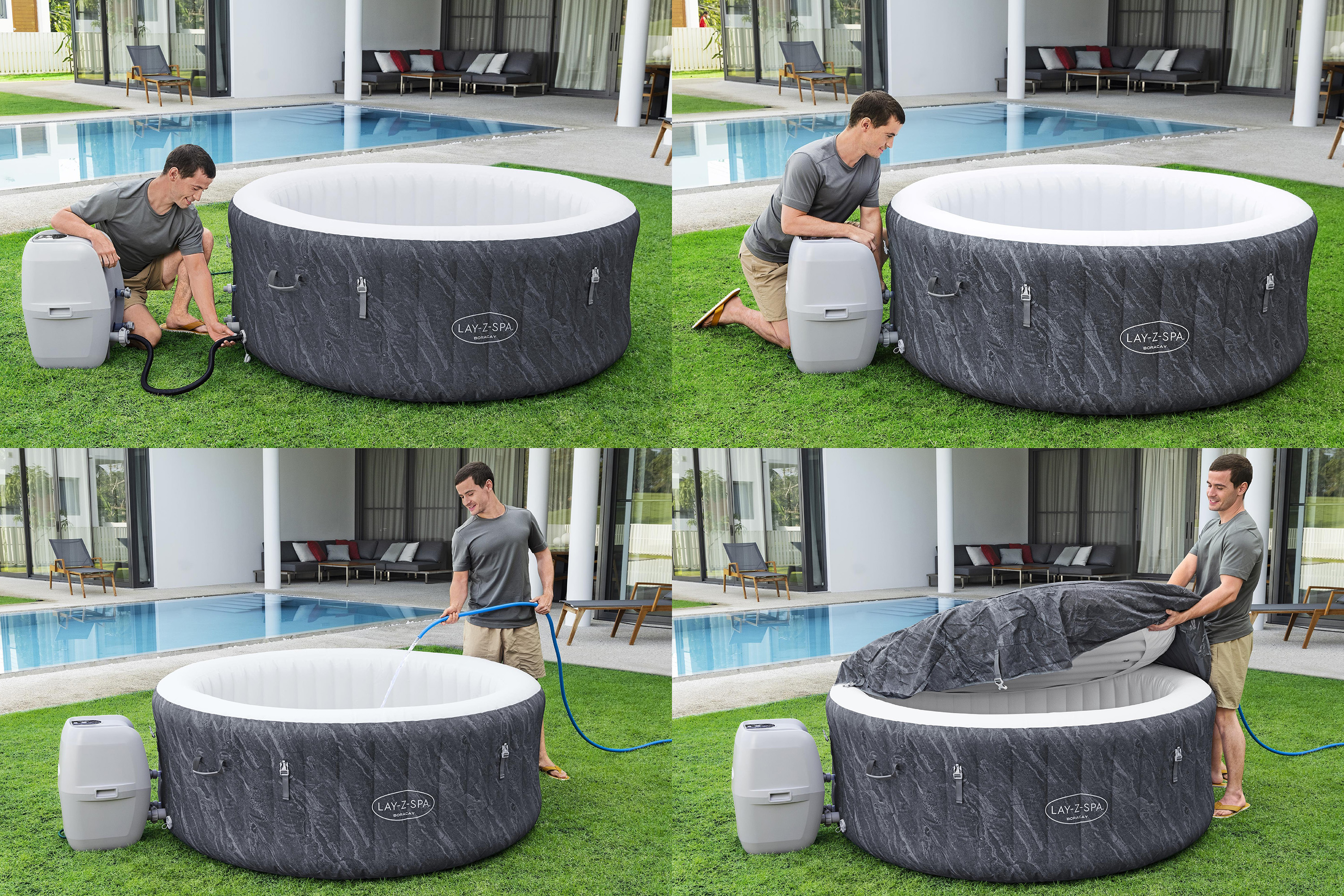 LAY-Z-SPA® WLAN-Whirlpool Boracay AirJet™ Ø 180 x 66 cm, rund