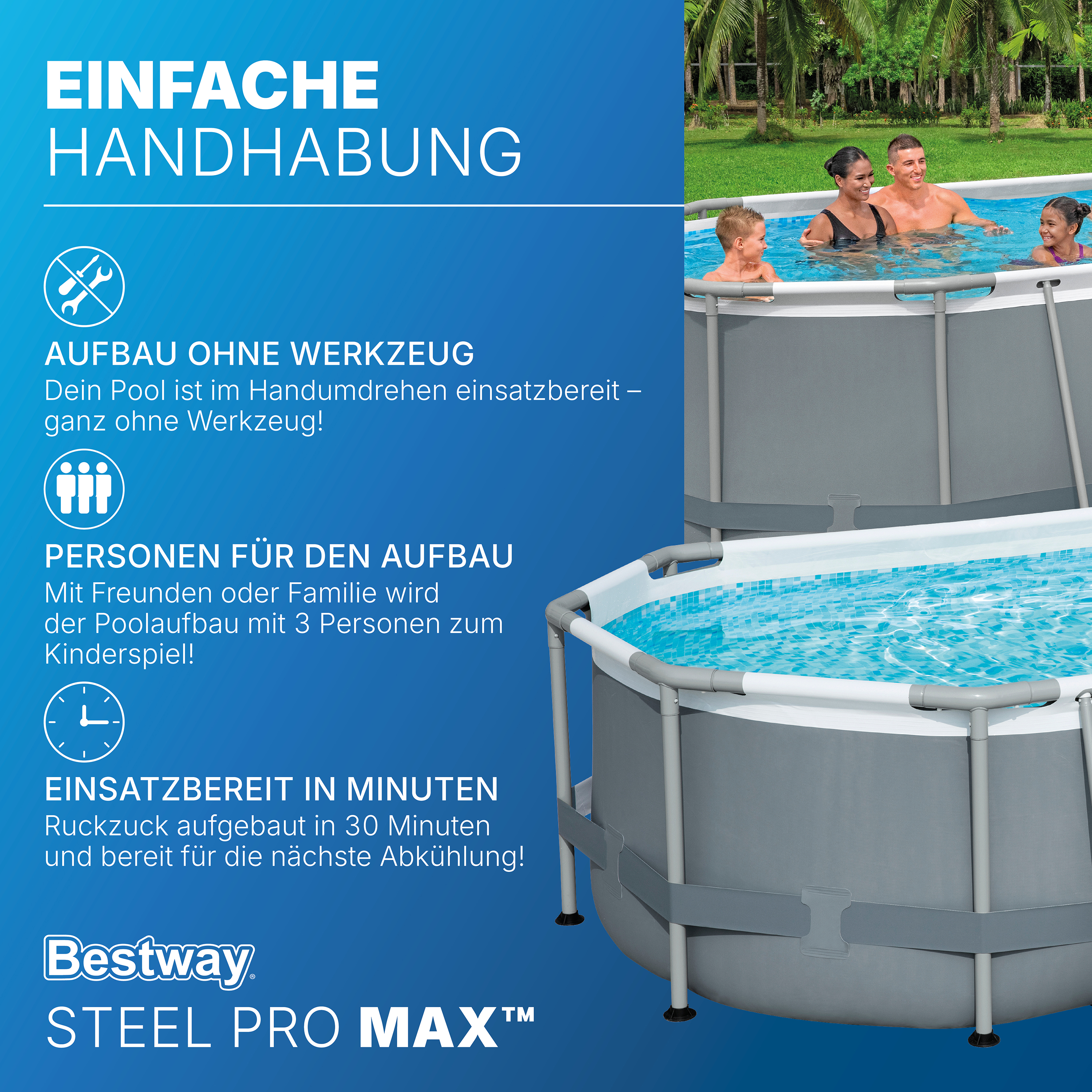Steel Pro MAX™ Solo Pool ohne Zubehör 549 x 274 x 122 cm, grau, oval