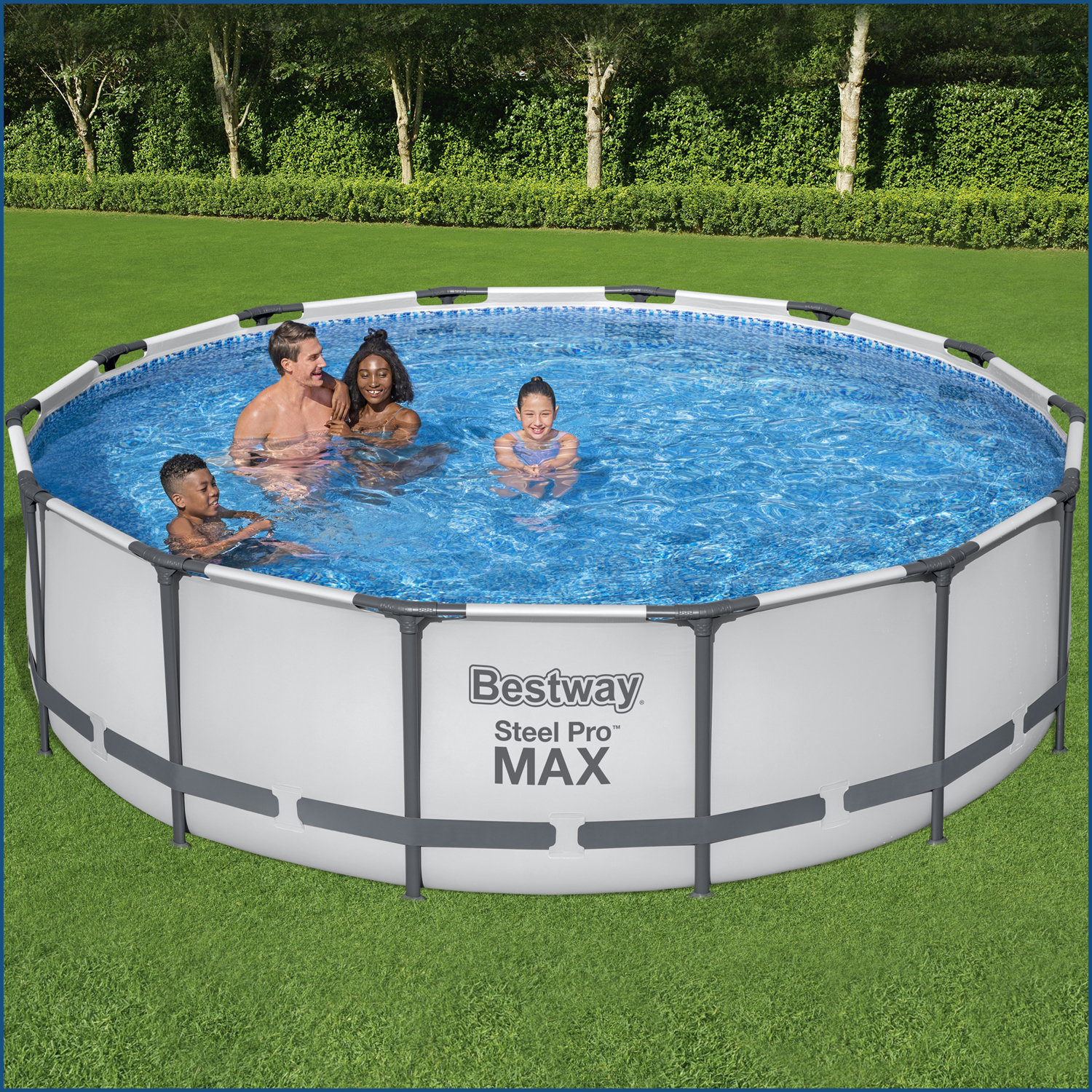 Steel Pro MAX™ Frame Pool Komplett-Set mit Filterpumpe Ø 427 x 107 cm, lichtgrau, rund