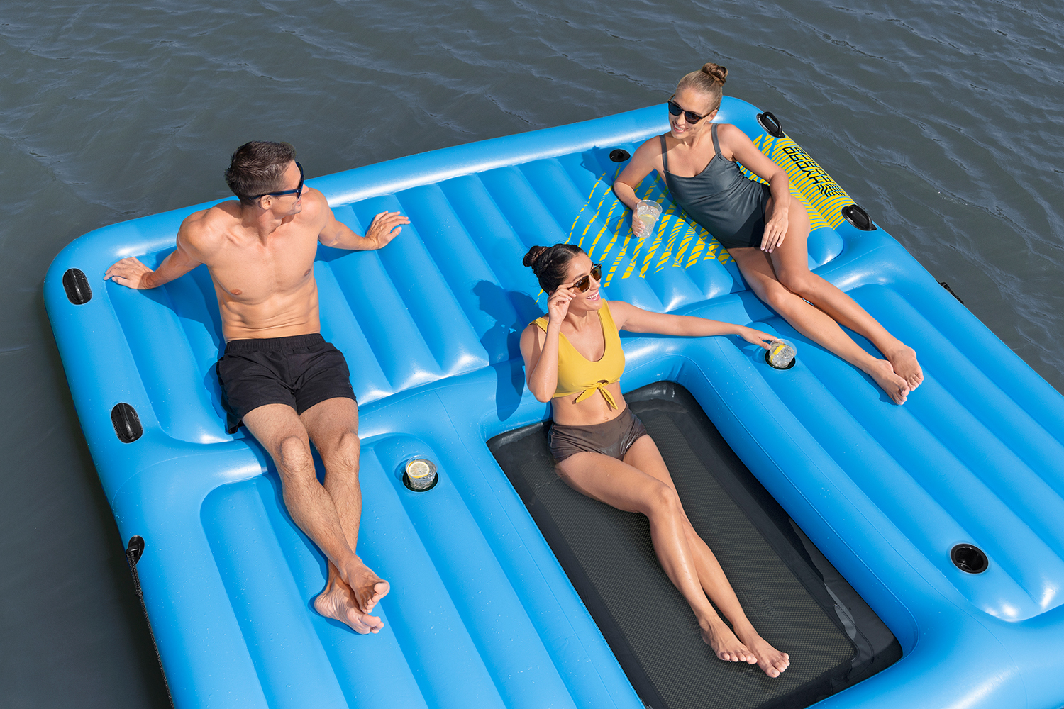 Badeinsel Summer Slide™ mit Wasserrutsche 376 x 311 cm