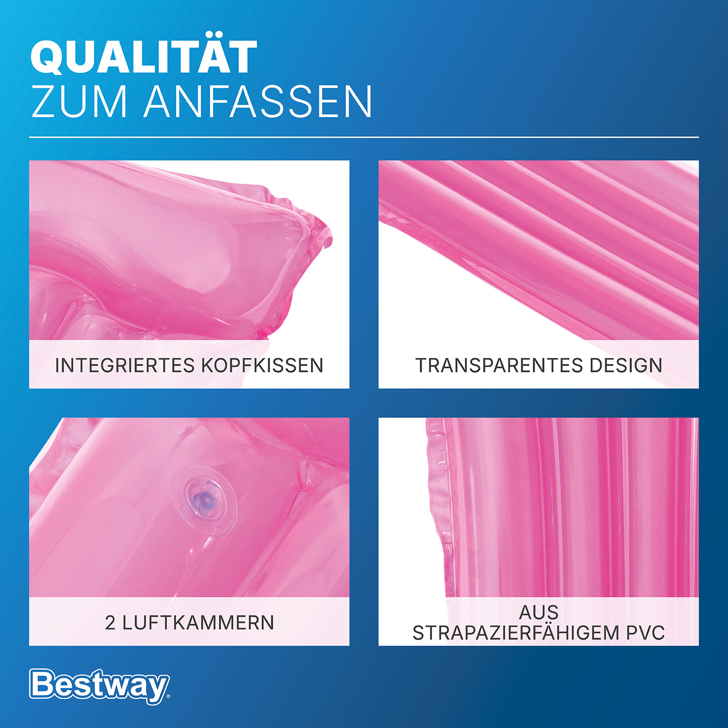 Luftmatratze Transparent 183 x 76 cm, Pink