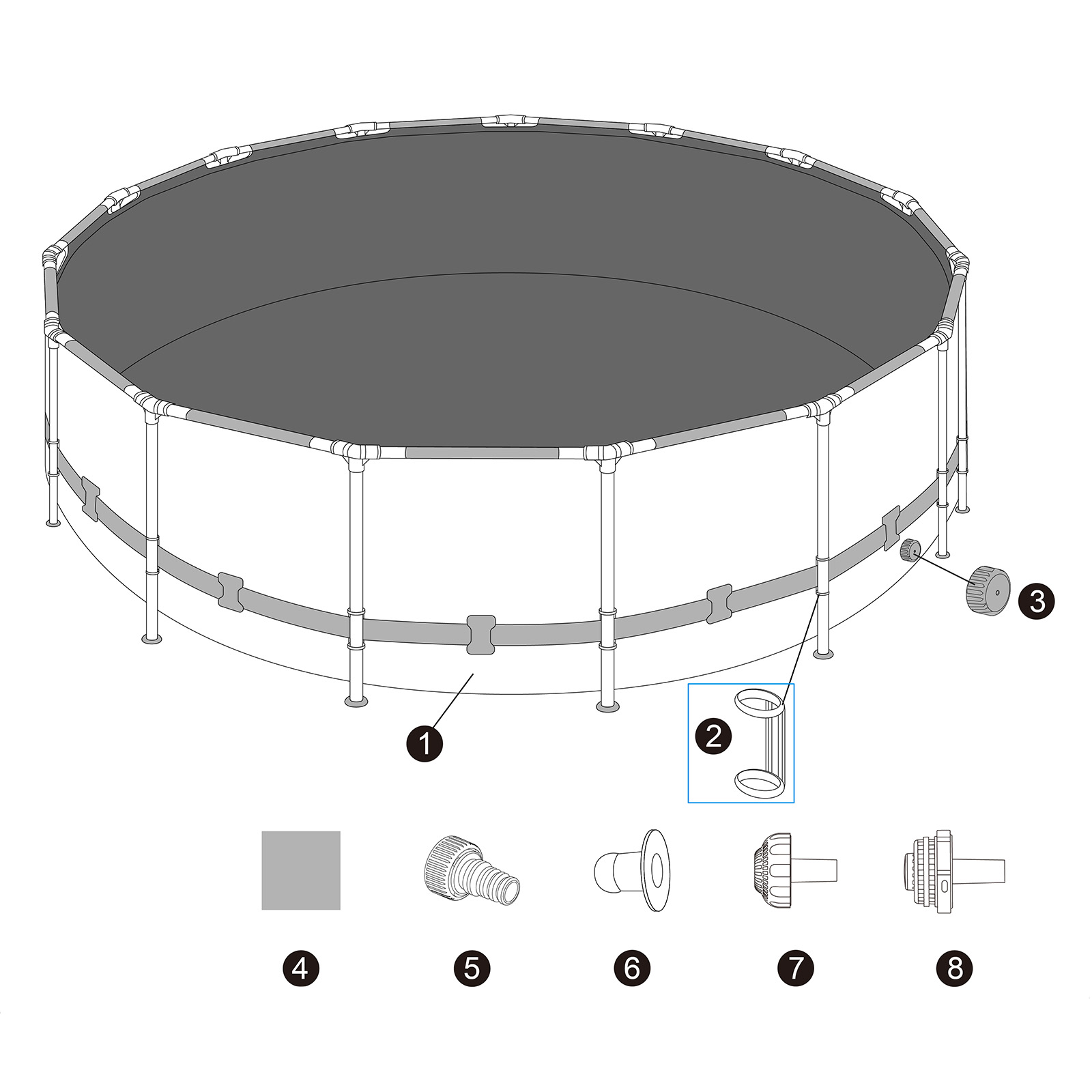 Bestway® Ersatzteil Kunststoffring zur Sicherung der vertikalen Poolbeine ausgewählter Pools