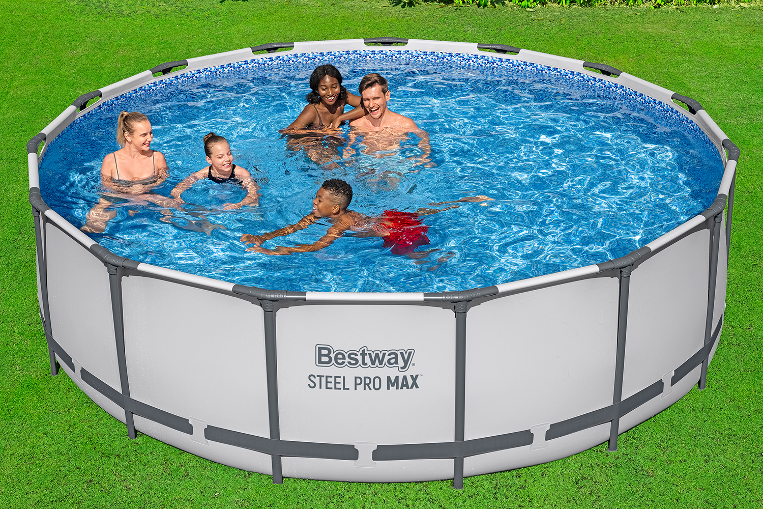 Steel Pro MAX™ Frame Pool Komplett Set mit Filterpumpe Ø 457 x 122 cm, lichtgrau, rund