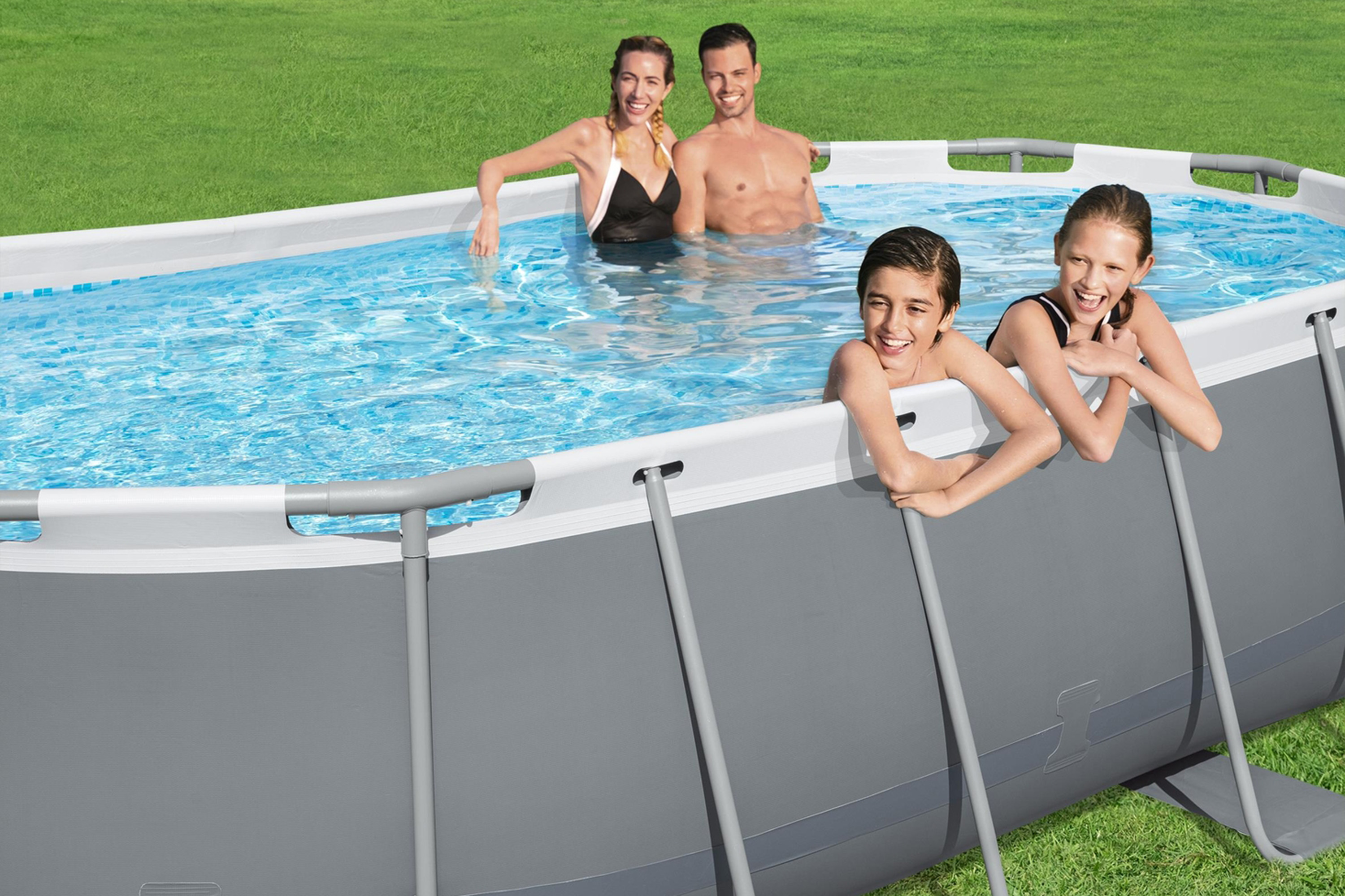 Steel Pro MAX™ Frame Pool Set mit Filterpumpe 427 x 250 x 100 cm , grau, oval