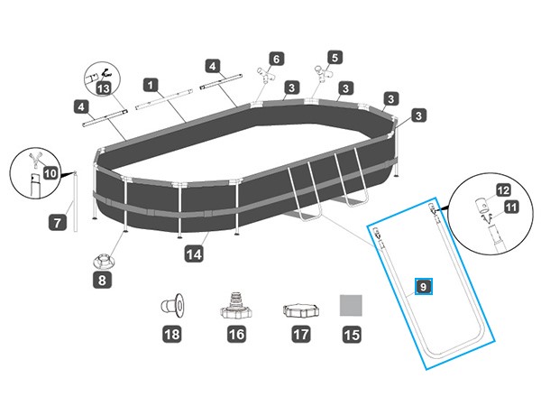 Bestway® Spare Part U-Shaped Side Support for Power Steel frame pool 330cm square, 488cm oval Bestway® Spare Part U-Shaped Side Support for Power Steel frame pool 330cm square, 488cm oval