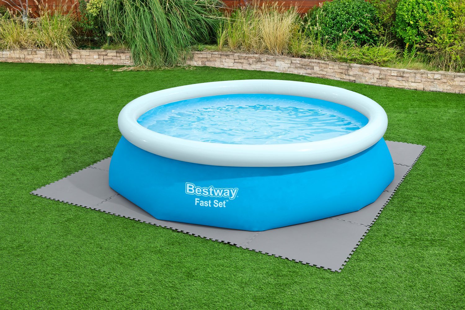 Pool-Bodenschutzfliesen Set  9 Stück á 78 x 78 cm, grau