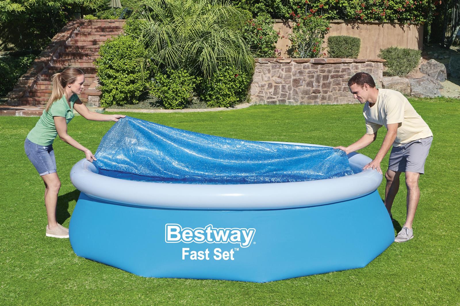 Flowclear™ PE-Solarabdeckplane Ø 289 cm, blau, rund