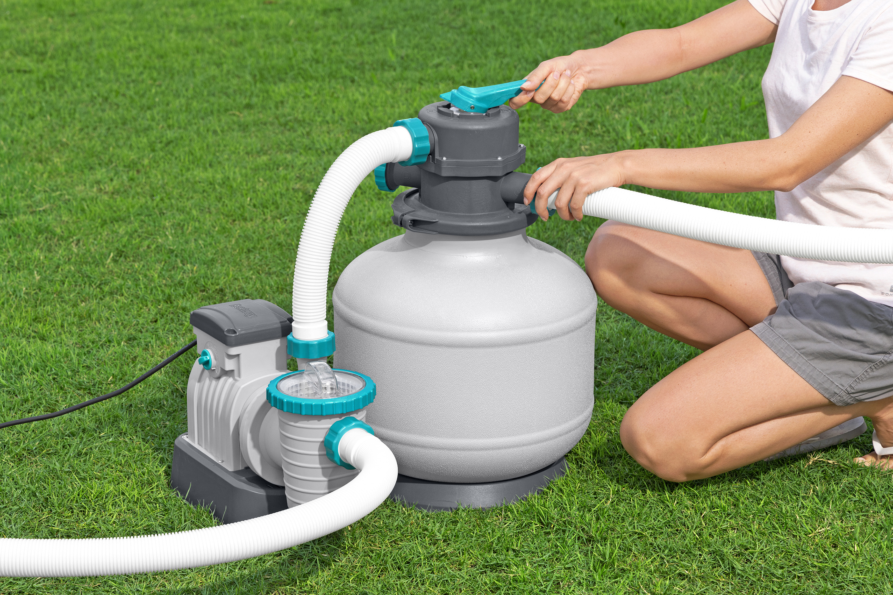 Steel Pro MAX™ Frame Pool Komplett Set mit Sandfilteranlage 549 x 274 x 122 cm, grau, eckig