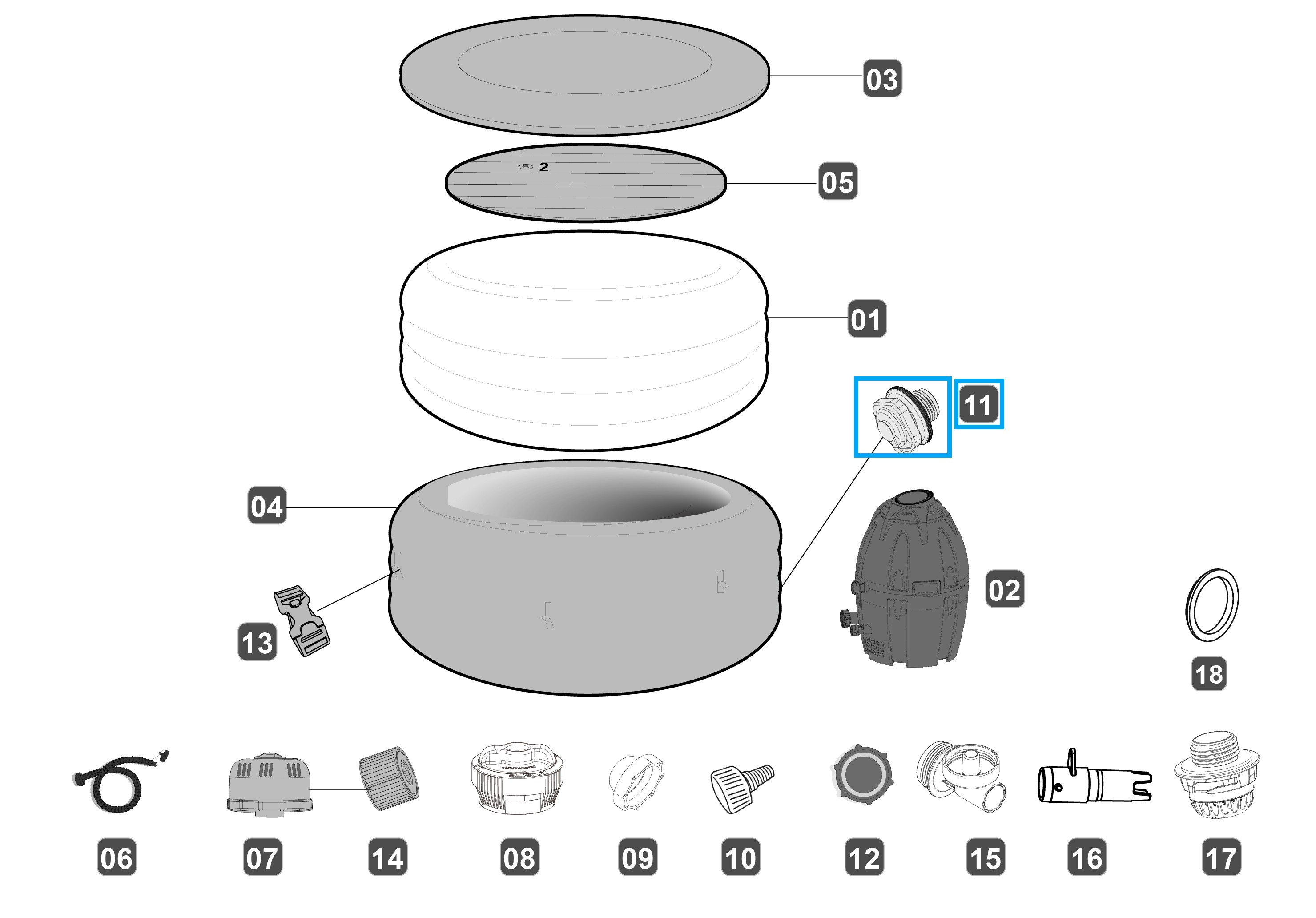 Bestway® Spare Part Screw valve for LAY-Z-SPA® whirlpools (except DropStitch™)