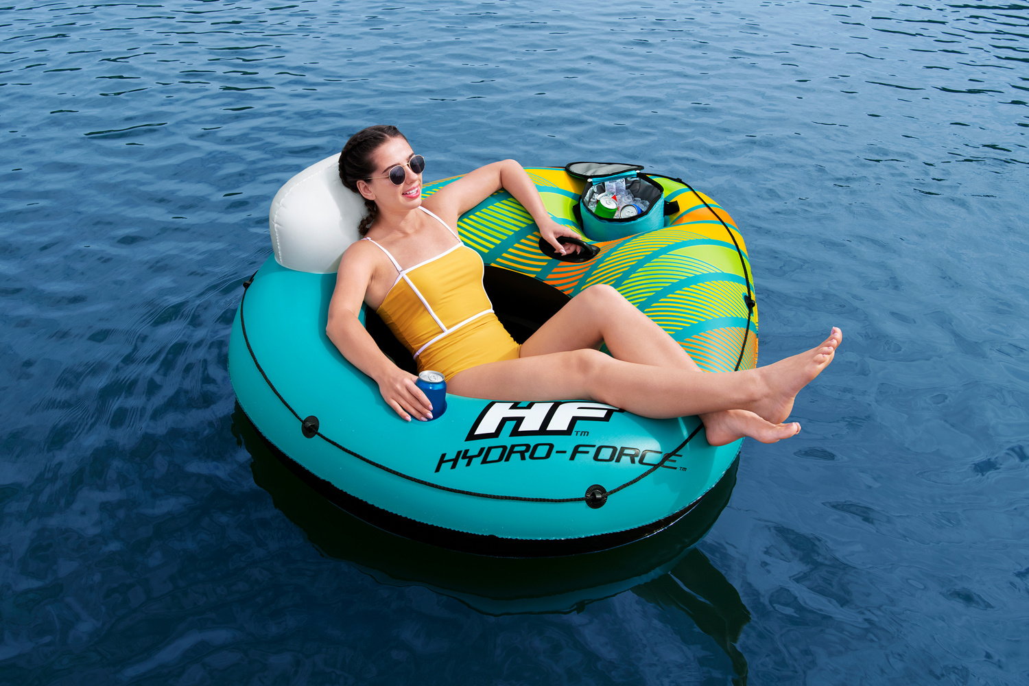 Hydro-Force™ Alpine Schwimmring mit Rückenlehne & Kühltasche 169 x 137 cm