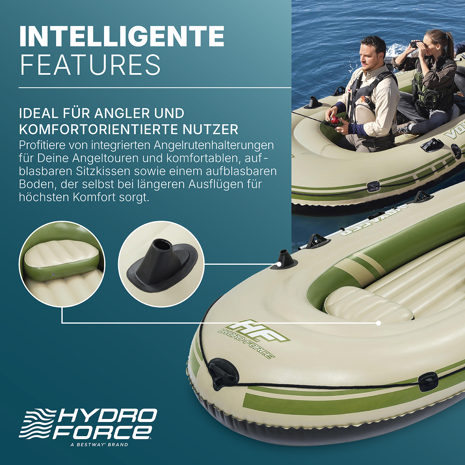 Hydro-Force™ Schlauchboot-Set für 3 Personen Voyager 500 348 x 141 x 48 cm