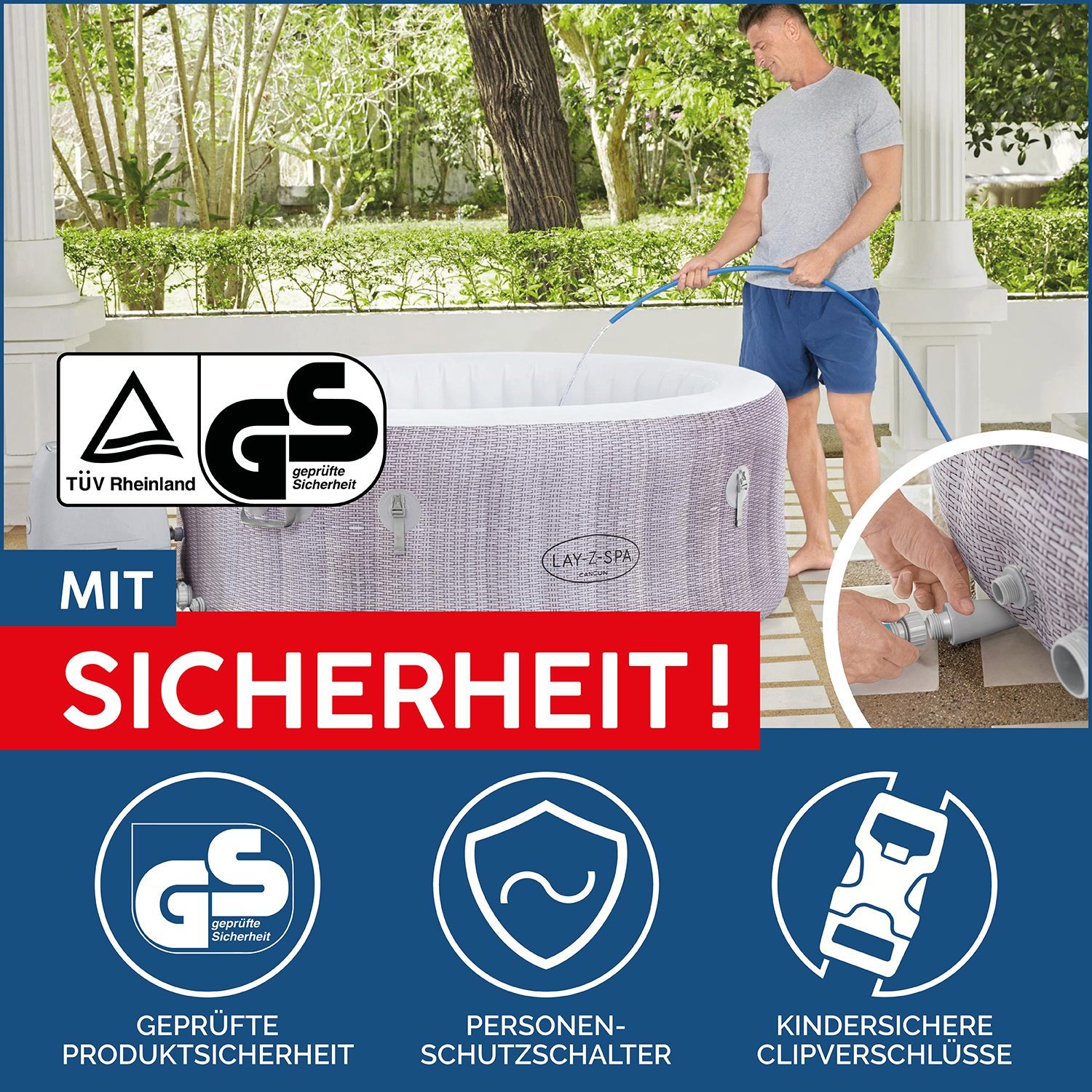 LAY-Z-SPA® Whirlpool Cancun AirJet™ Ø 180 x 66 cm, rund