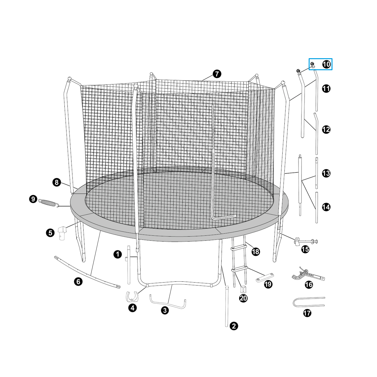Bestway® Spare Part Support Cap for 12' x 9'1"/3.66m x 2.78m Xtreme Air Trampoline