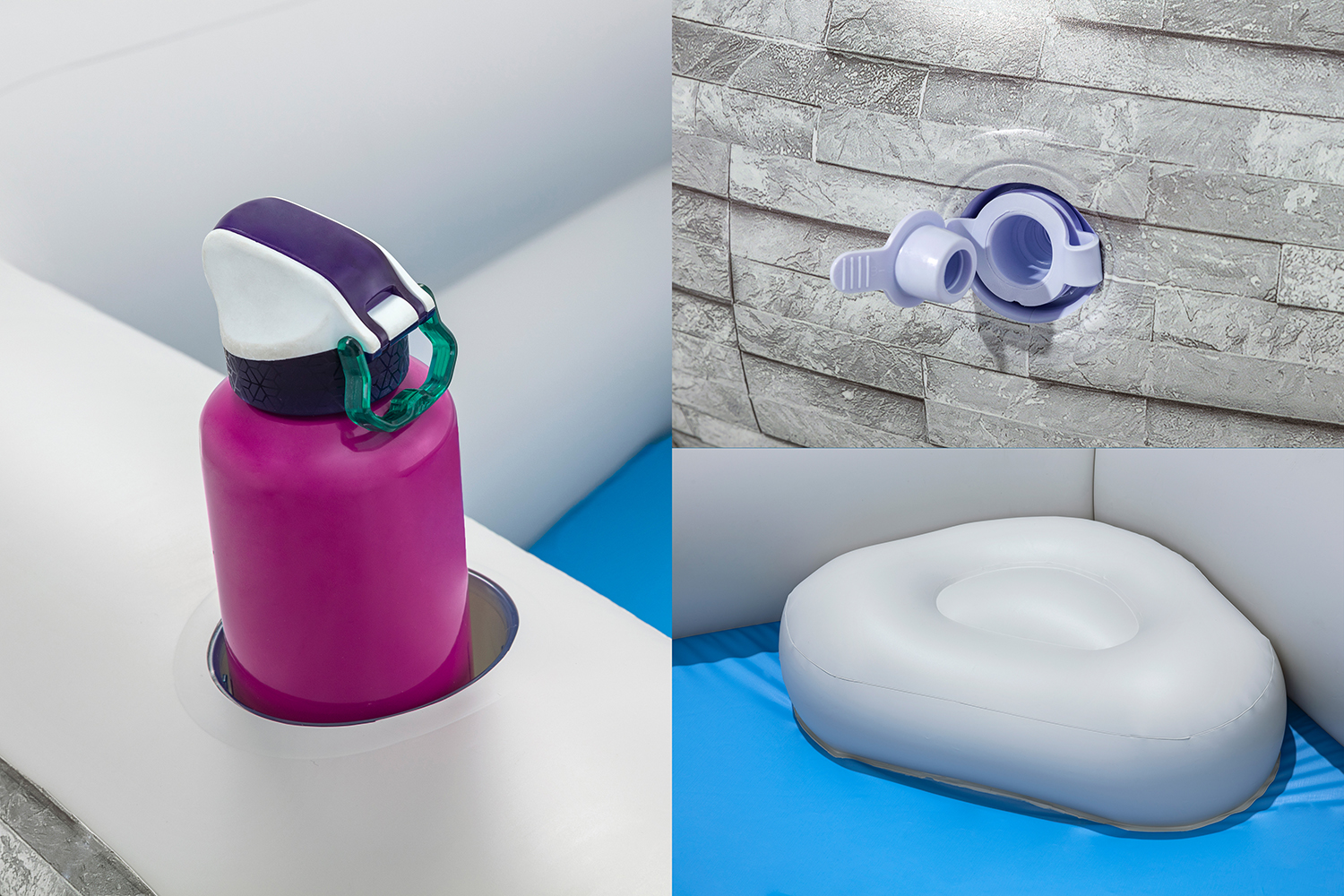 TruPrint™ Family Pool 213 x 206 x 53 cm, Steinwand-Optik (Cremegrau)