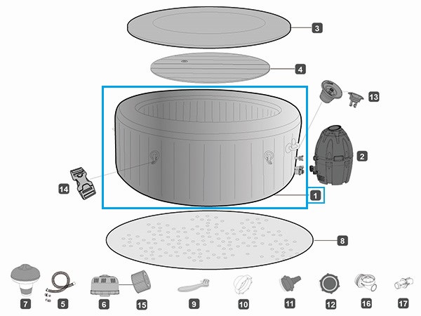 Bestway® Spare Part Liner rattan optics (grey) for Lay-Z-SPA® Honolulu AirJet™ Whirlpool Ø 196 x 71 cm