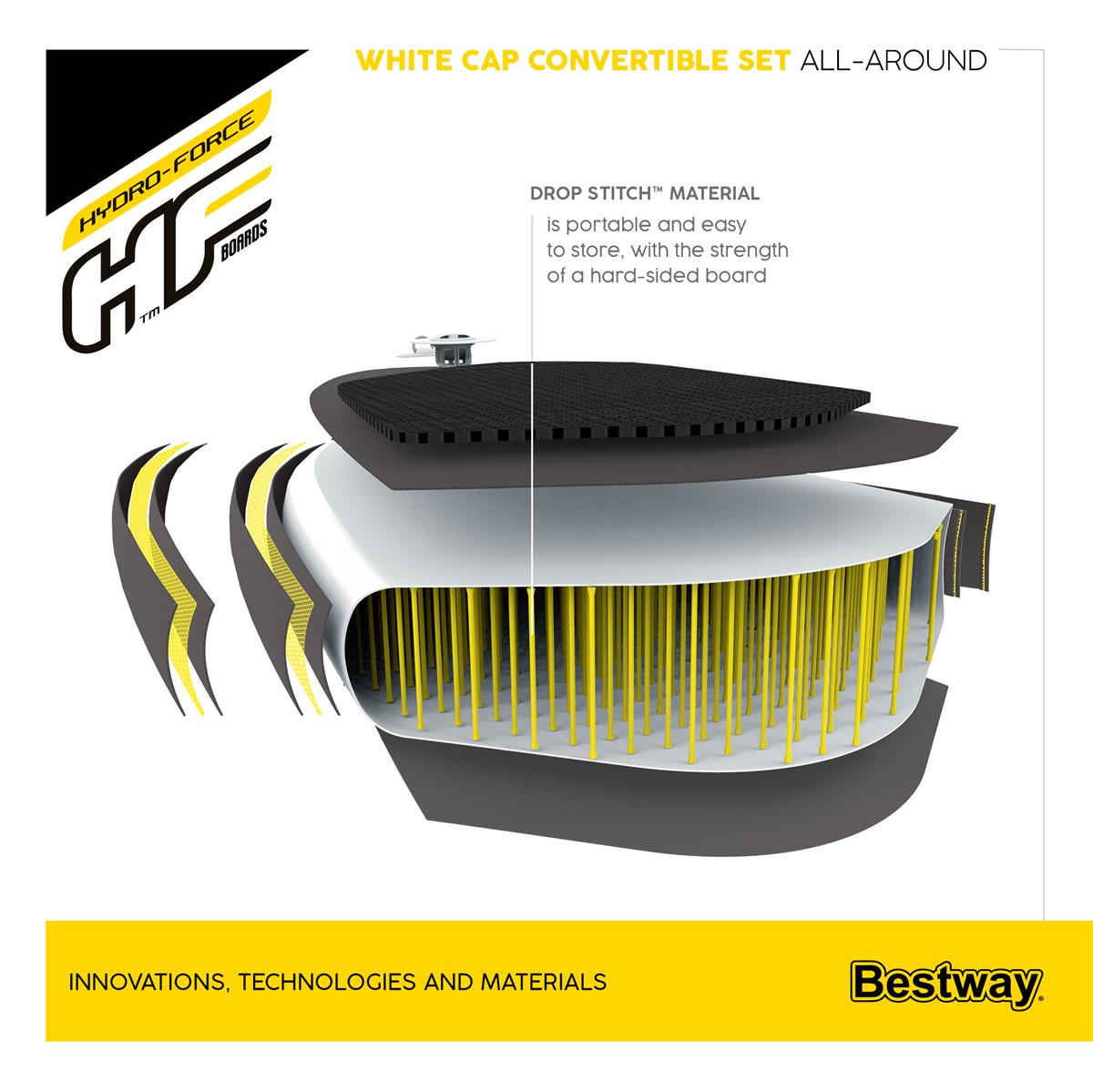 Hydro-Force™ SUP Allround Board-Set White Cap mit Sitz 305 x 84 x 12 cm