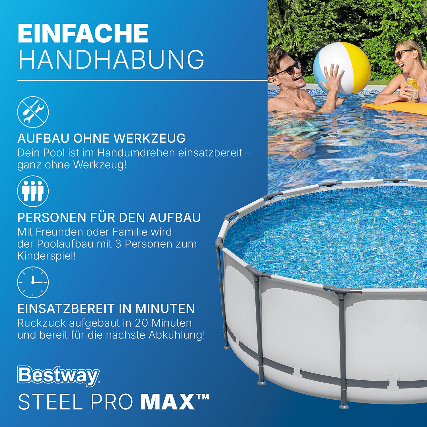 Steel Pro MAX™ Solo Pool ohne Zubehör Ø 457 x 122 cm, lichtgrau, rund