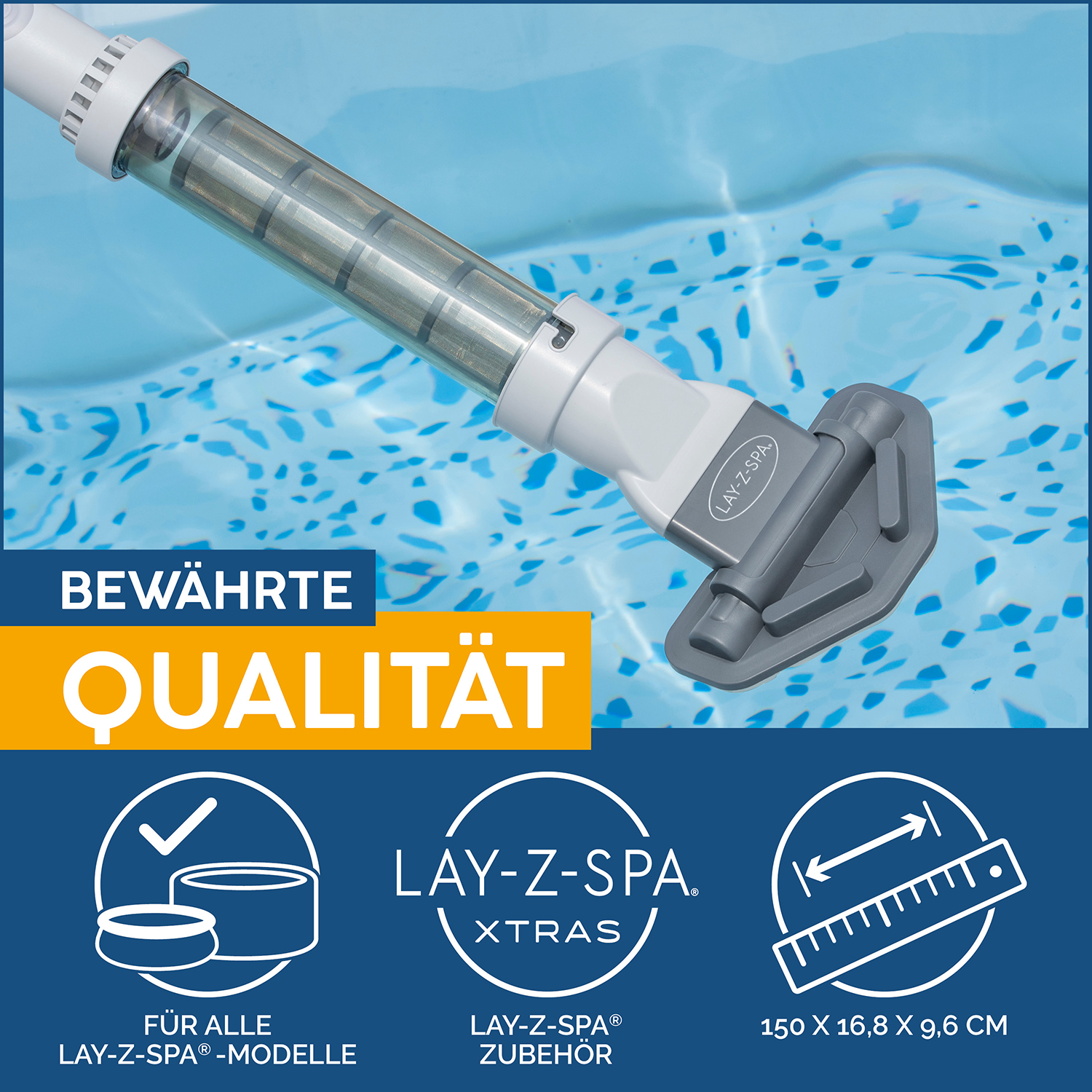 LAY-Z-SPA® Xtras akkubetriebener Pool- und Whirlpoolsauger 150 x 16,8 x 9,6 cm